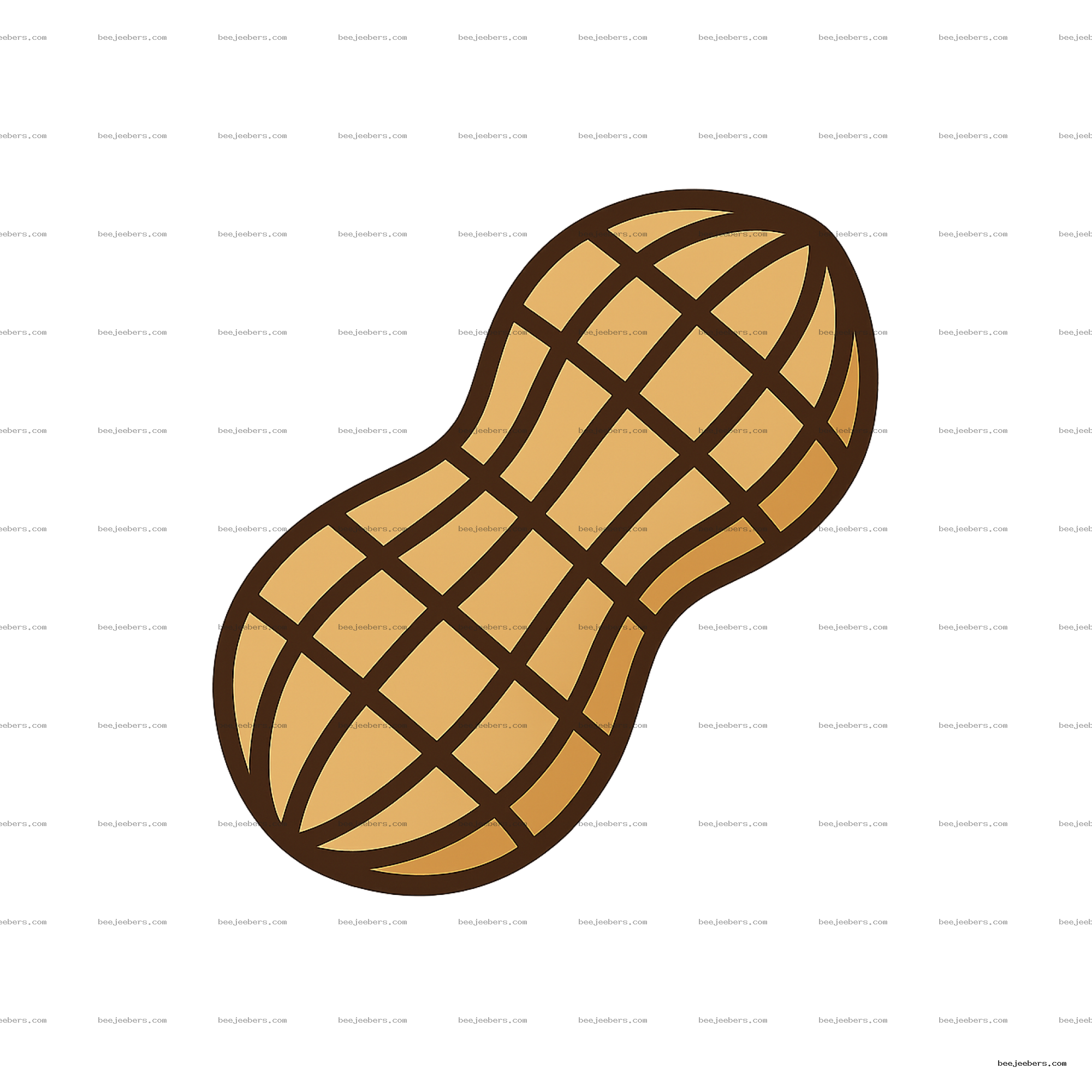 Clean vector illustration of a peanut with shell in light and dark brown on transparent background