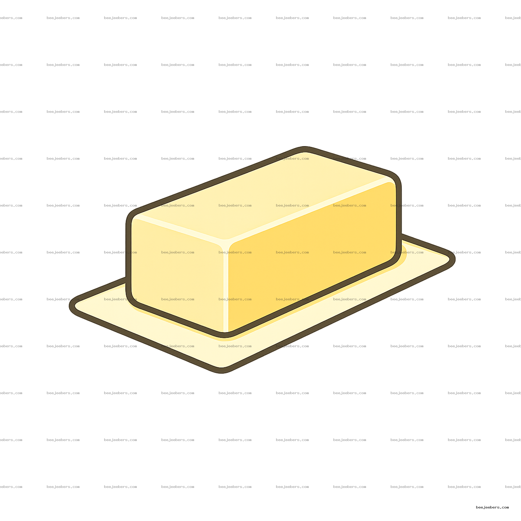 Vector illustration of a stick of butter on a dish with transparent background