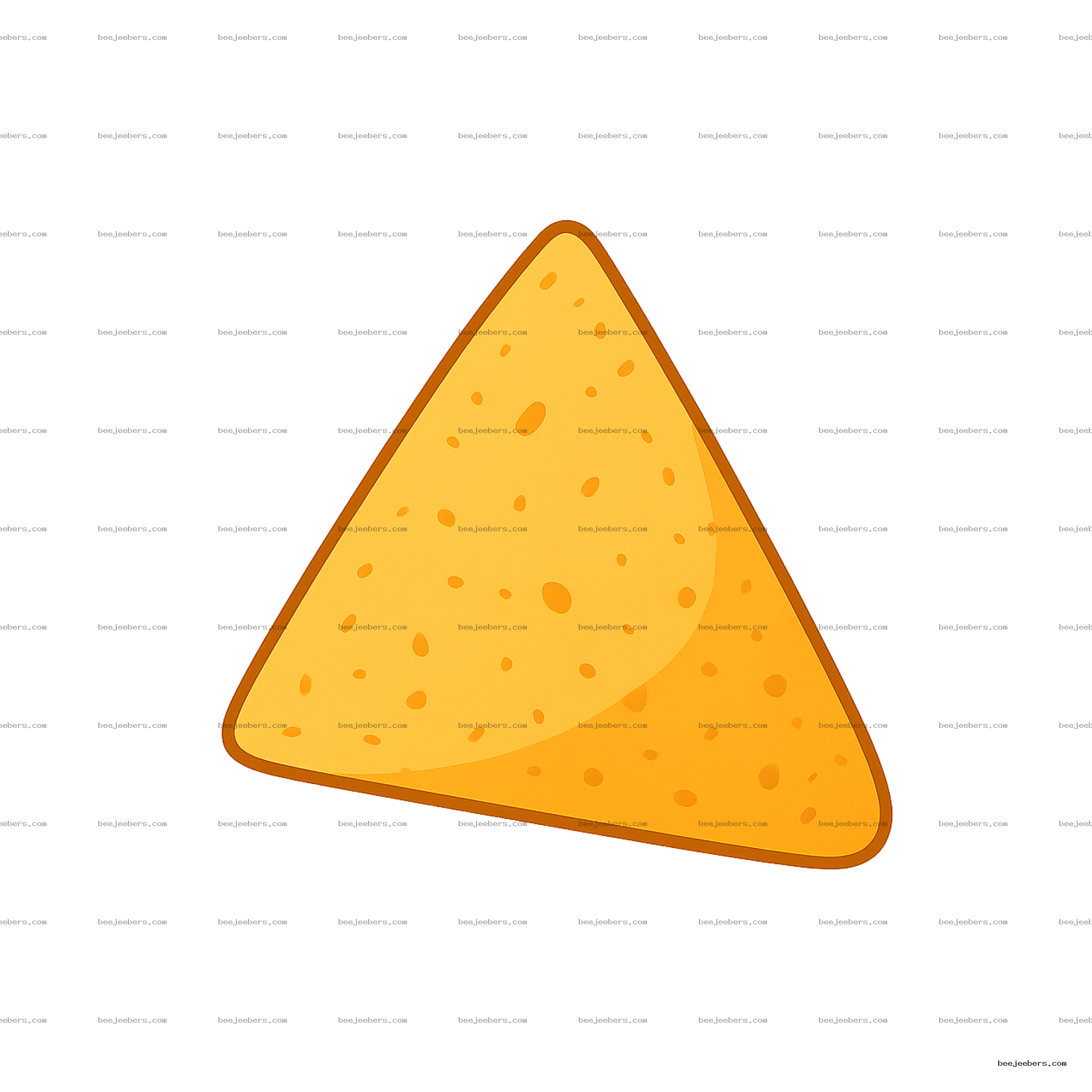 Clean vector illustration of a single triangular tortilla chip with textured details on transparent background