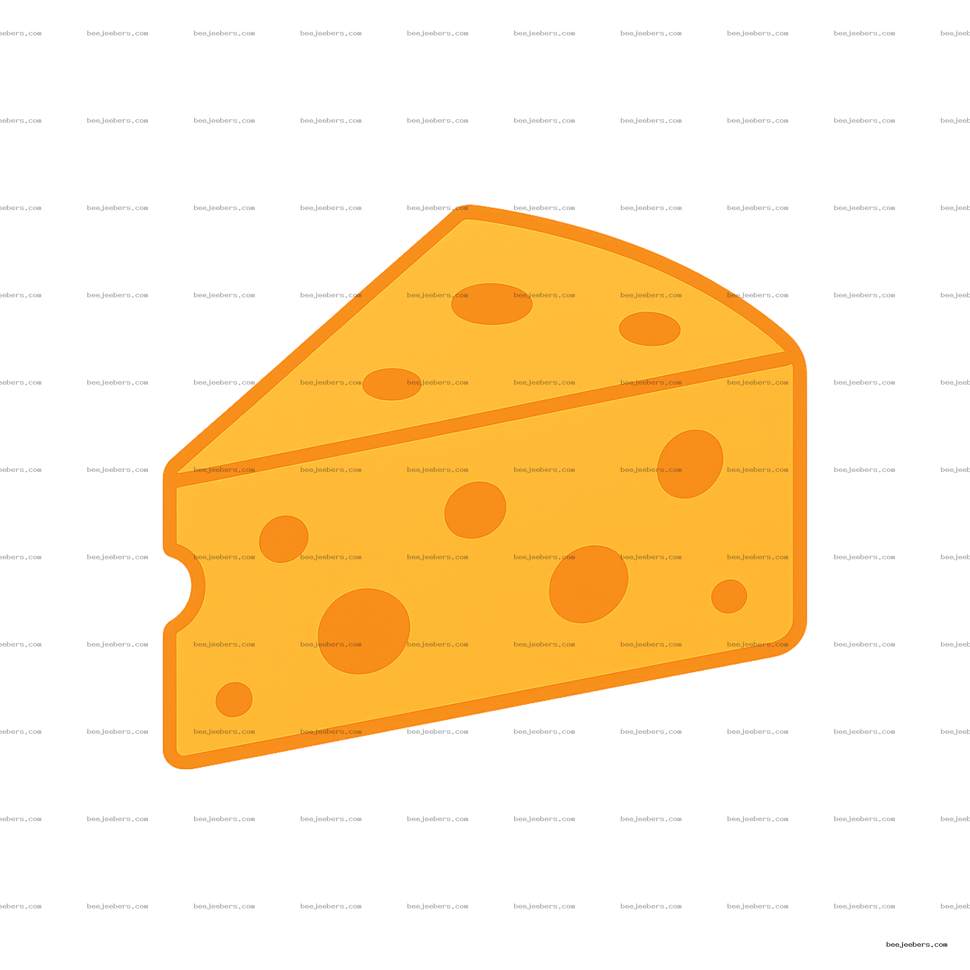 Vector illustration of an orange slice of cheese with holes and bite mark, on transparent background