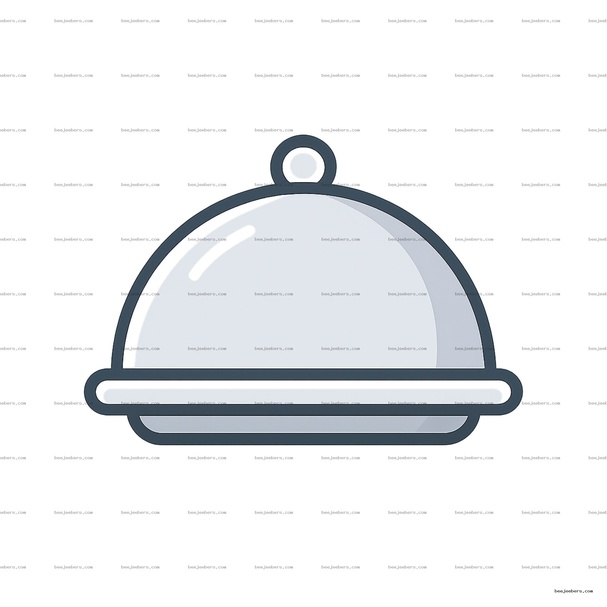 Clean vector illustration of a covered food tray with serving dome on transparent background