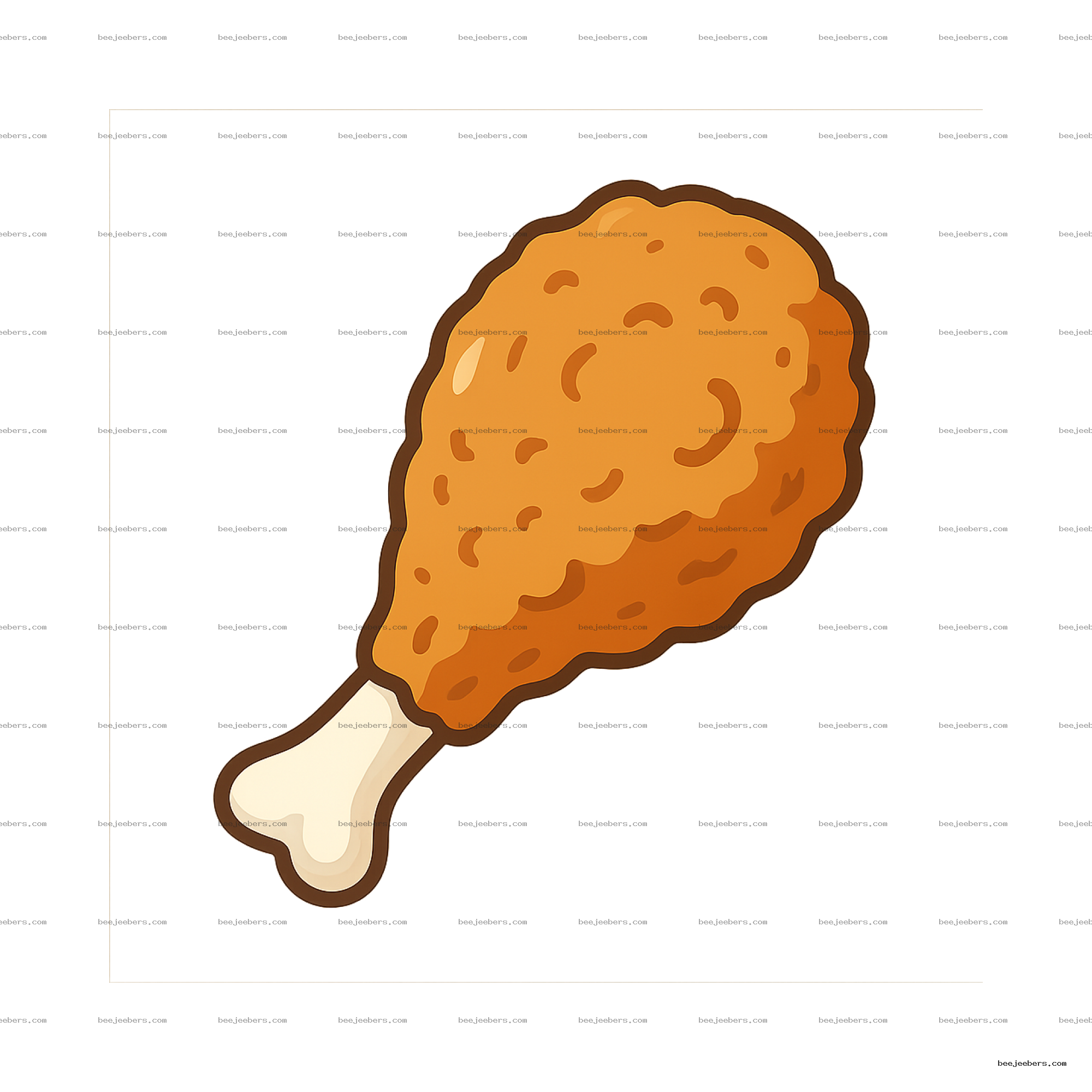Vector illustration of a fried chicken drumstick with crispy golden coating on transparent background