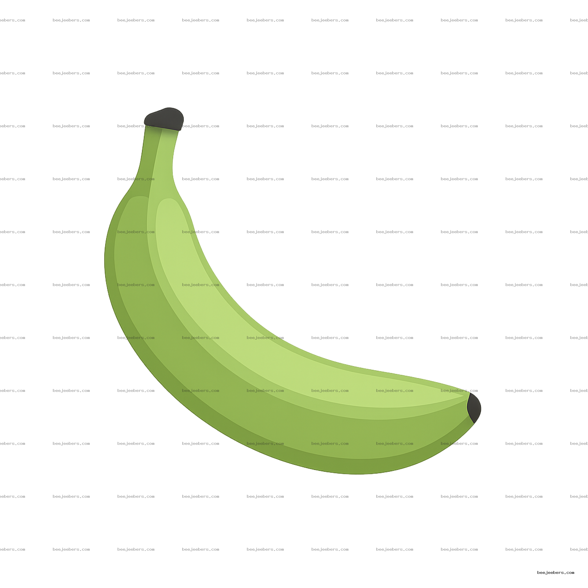 Clean green banana vector illustration with transparent background
