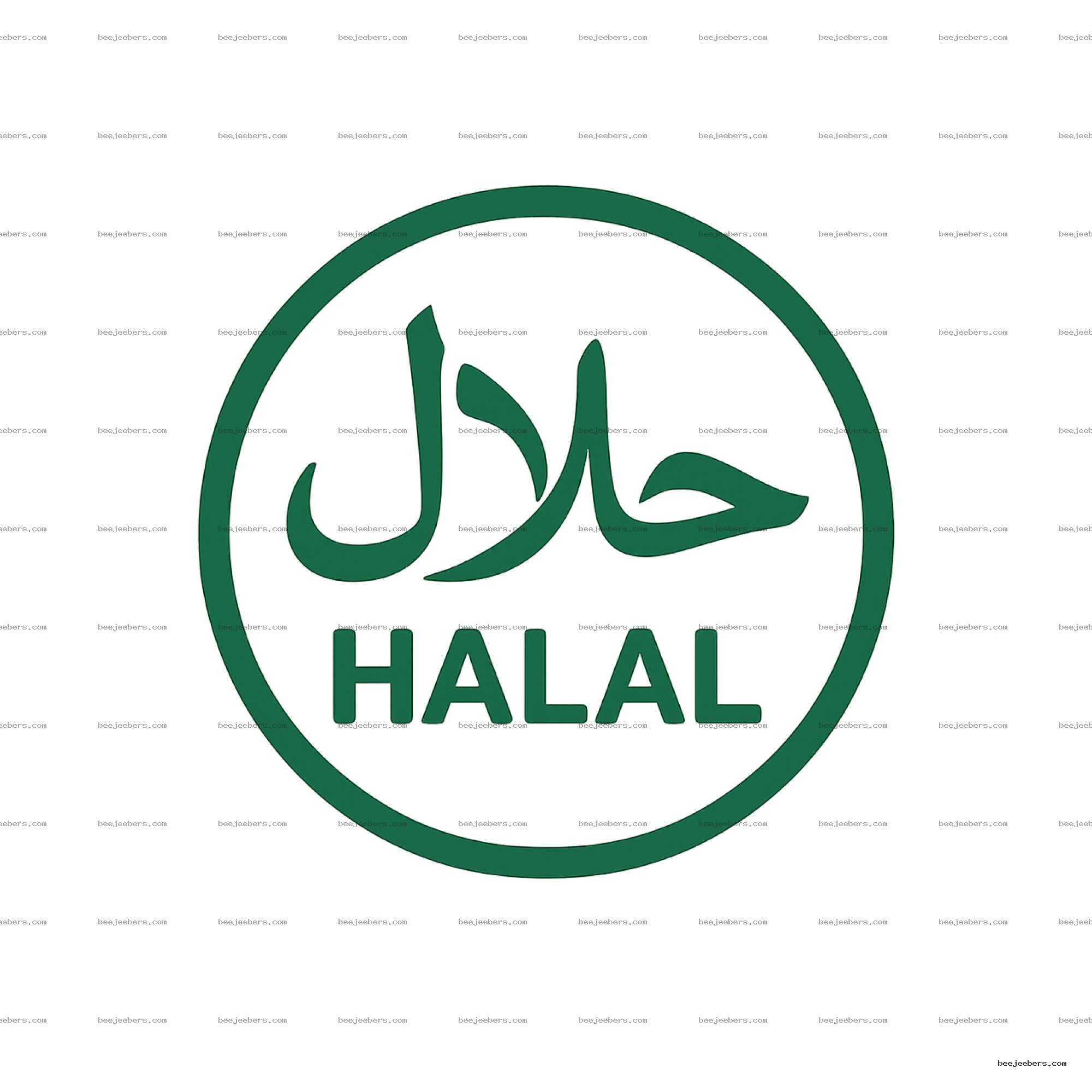 Clean green Halal certification logo with Arabic script and English text on transparent background