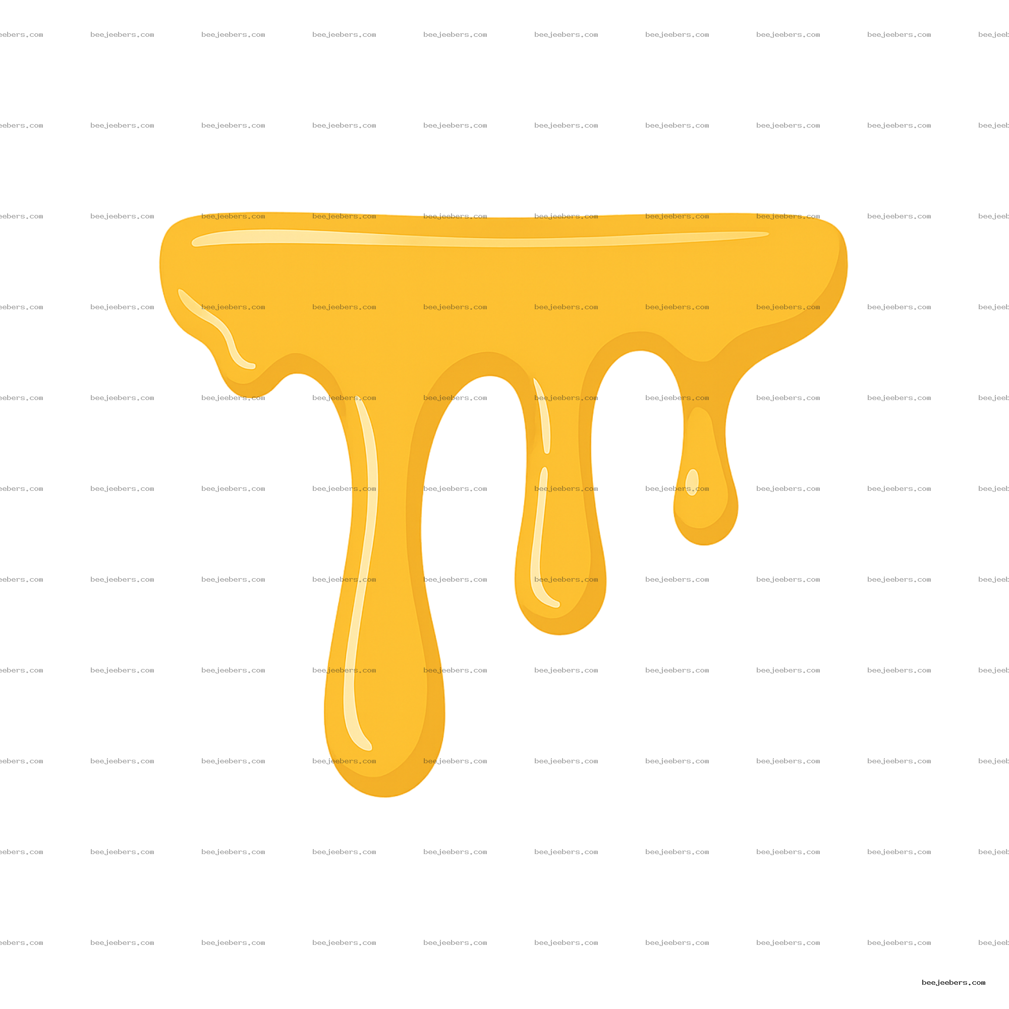 Glossy golden honey drip clipart with smooth dripping shape on transparent background