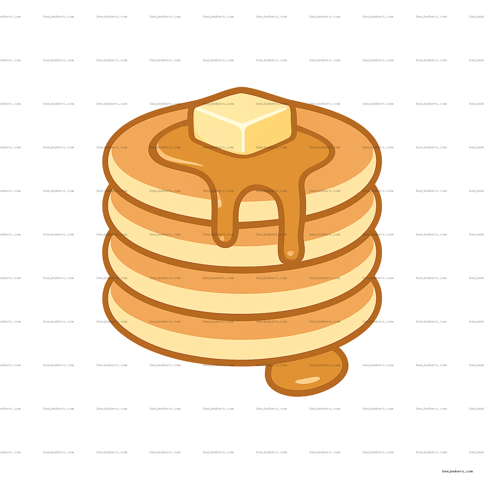 Vector illustration of a stack of mini pancakes with butter and syrup on transparent background