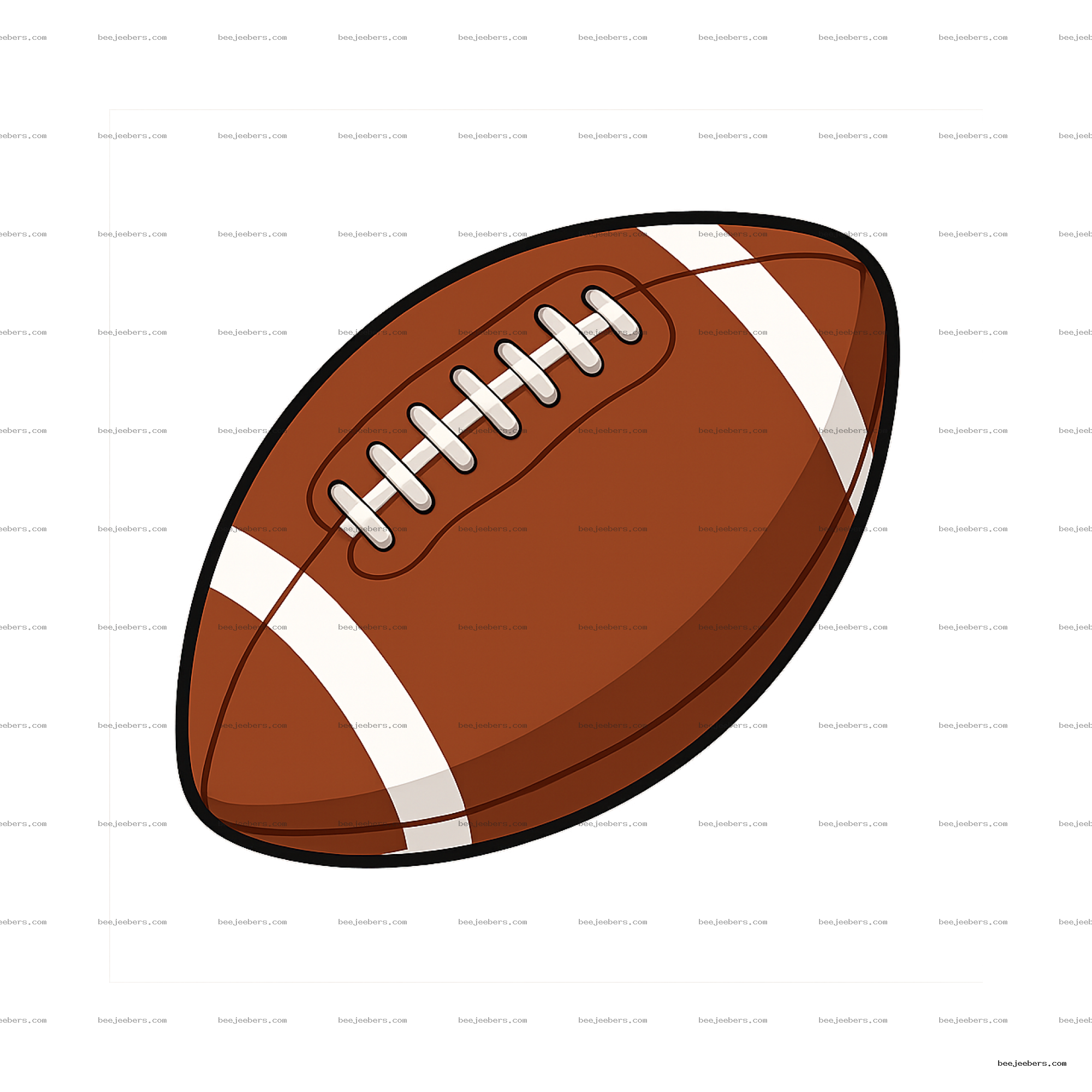 Clean vector illustration of an American football with white laces and stripes on transparent background