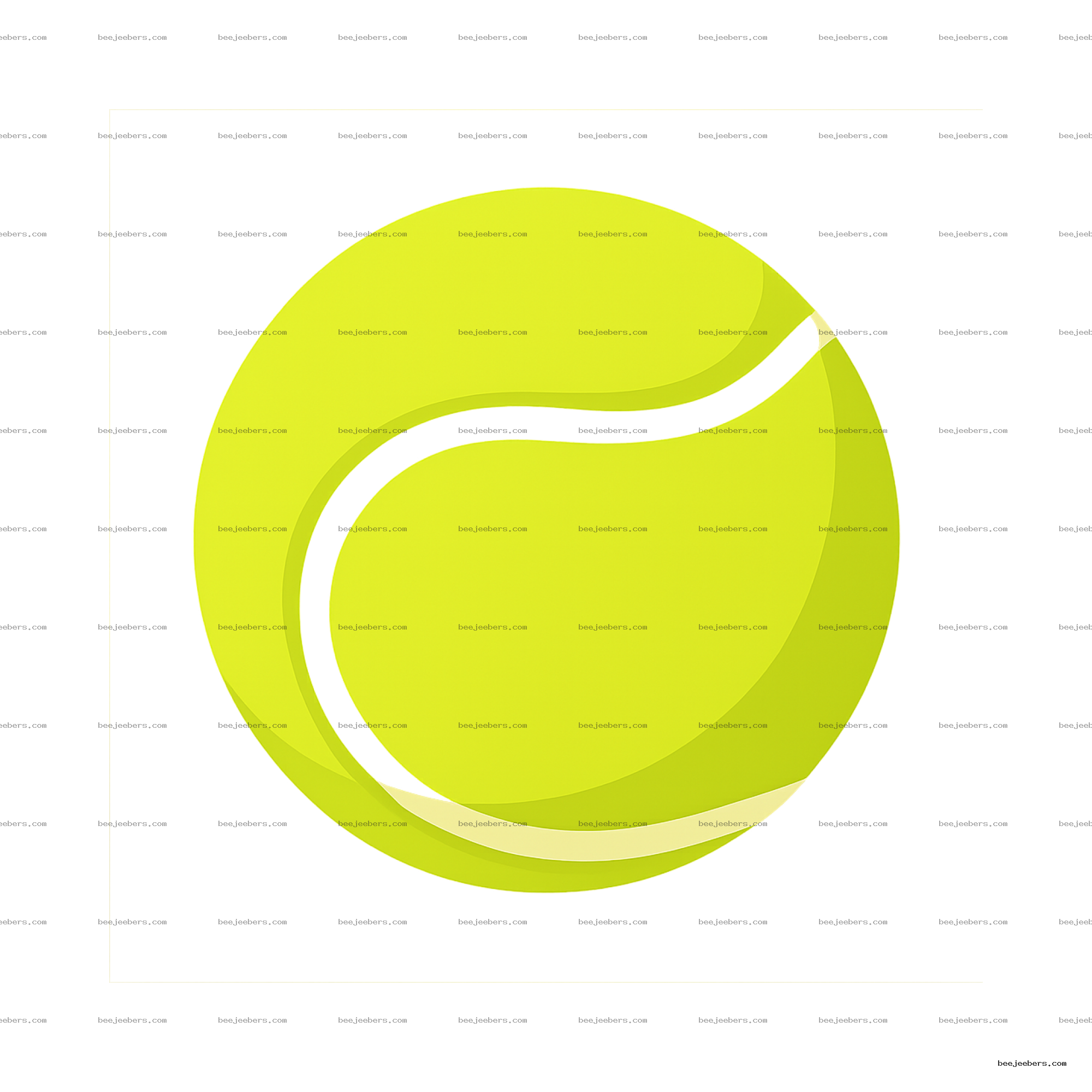 Bright yellow clean vector tennis ball with white seams on transparent background