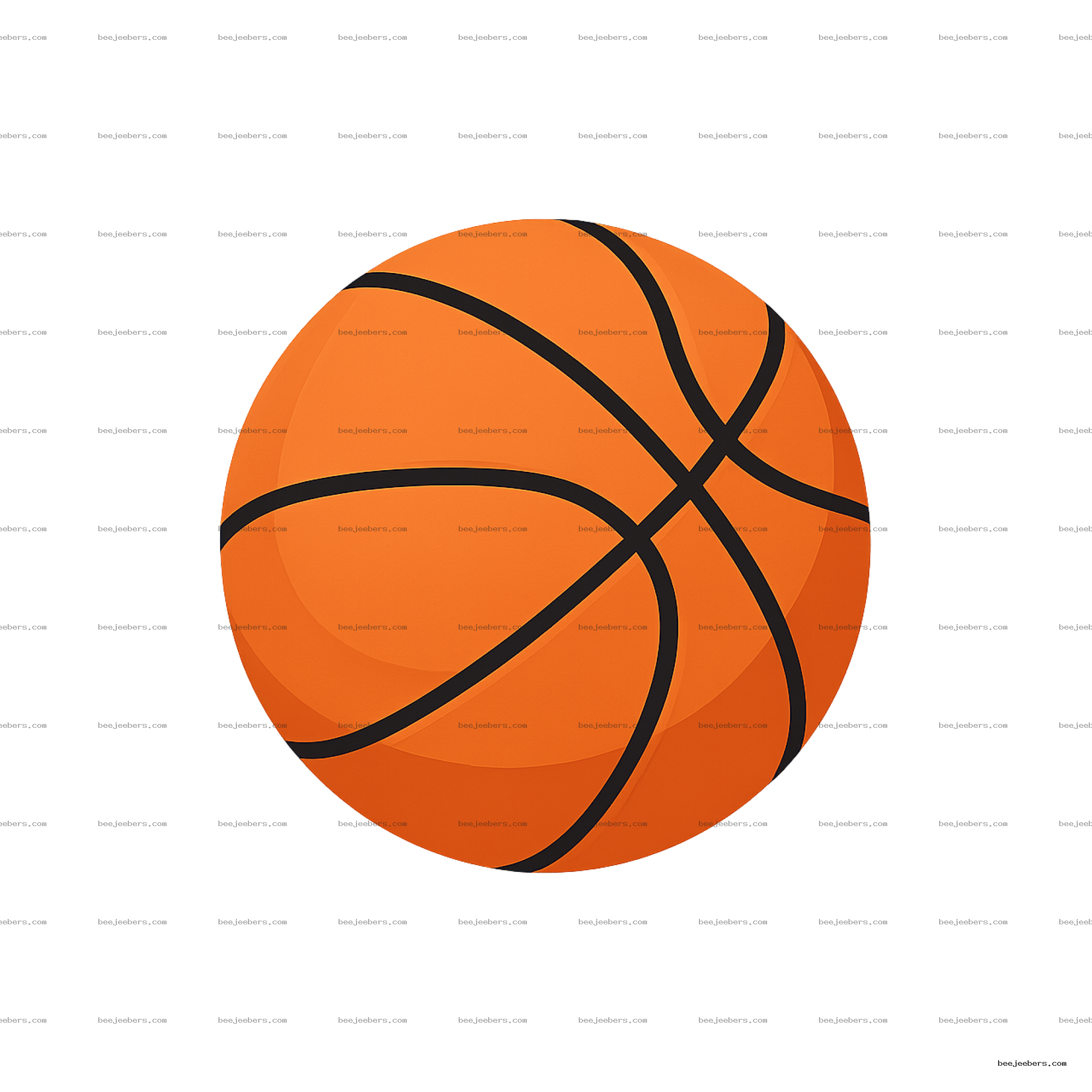 Clean vector orange basketball with black lines on transparent background