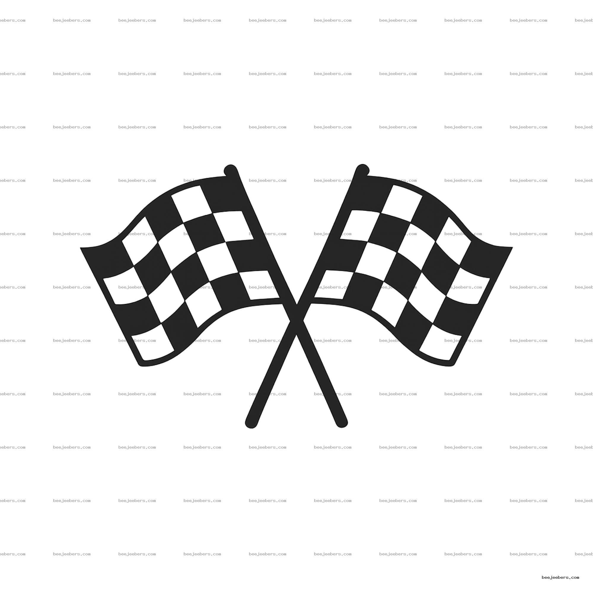 Crossed black and white checkered racing flags in clean vector PNG with transparent background