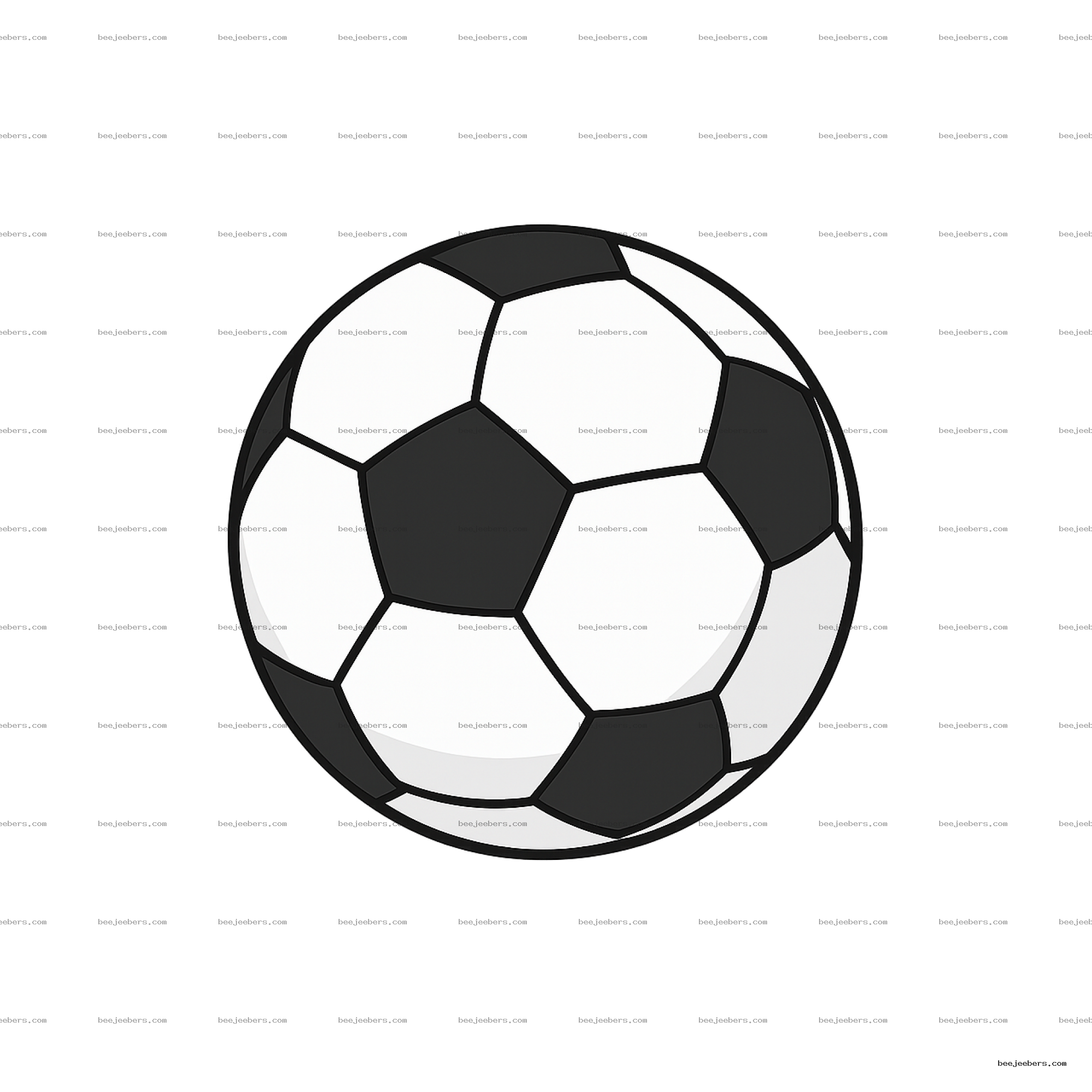 Classic black and white soccer football ball vector PNG with transparent background