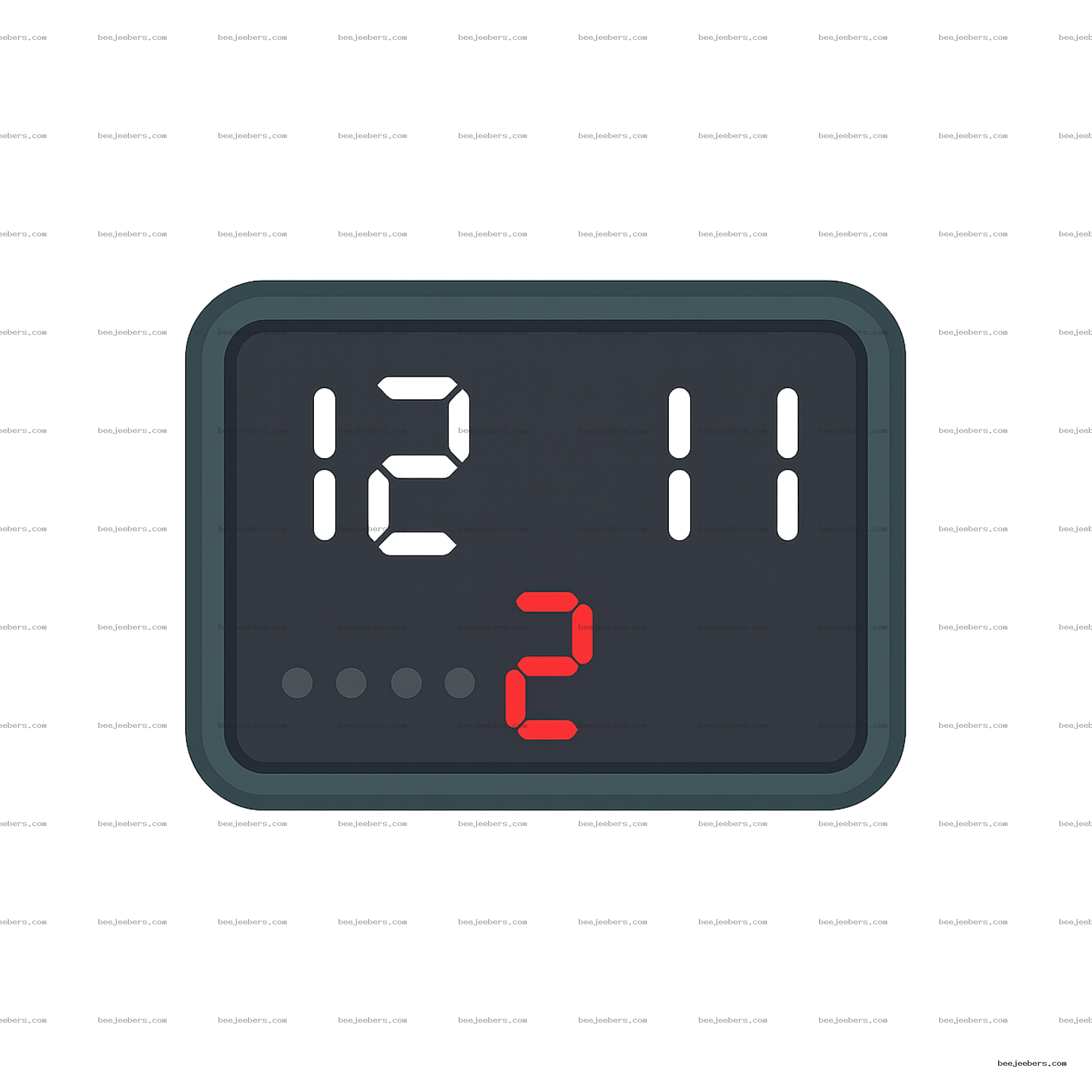 Clean digital sports scoreboard PNG showing number 2 in red with dark gray frame on transparent background