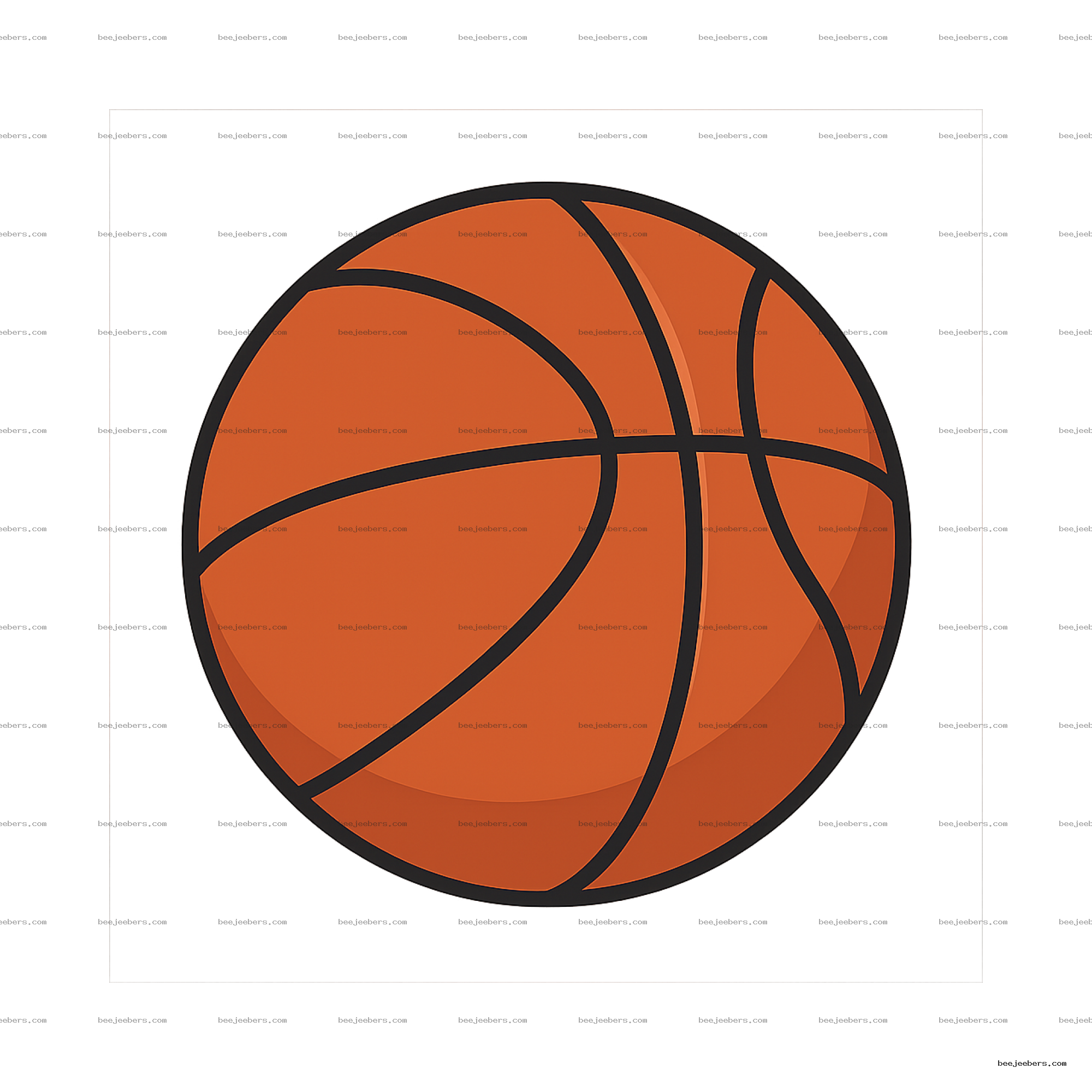 Clean vector illustration of an orange basketball with black lines on transparent background