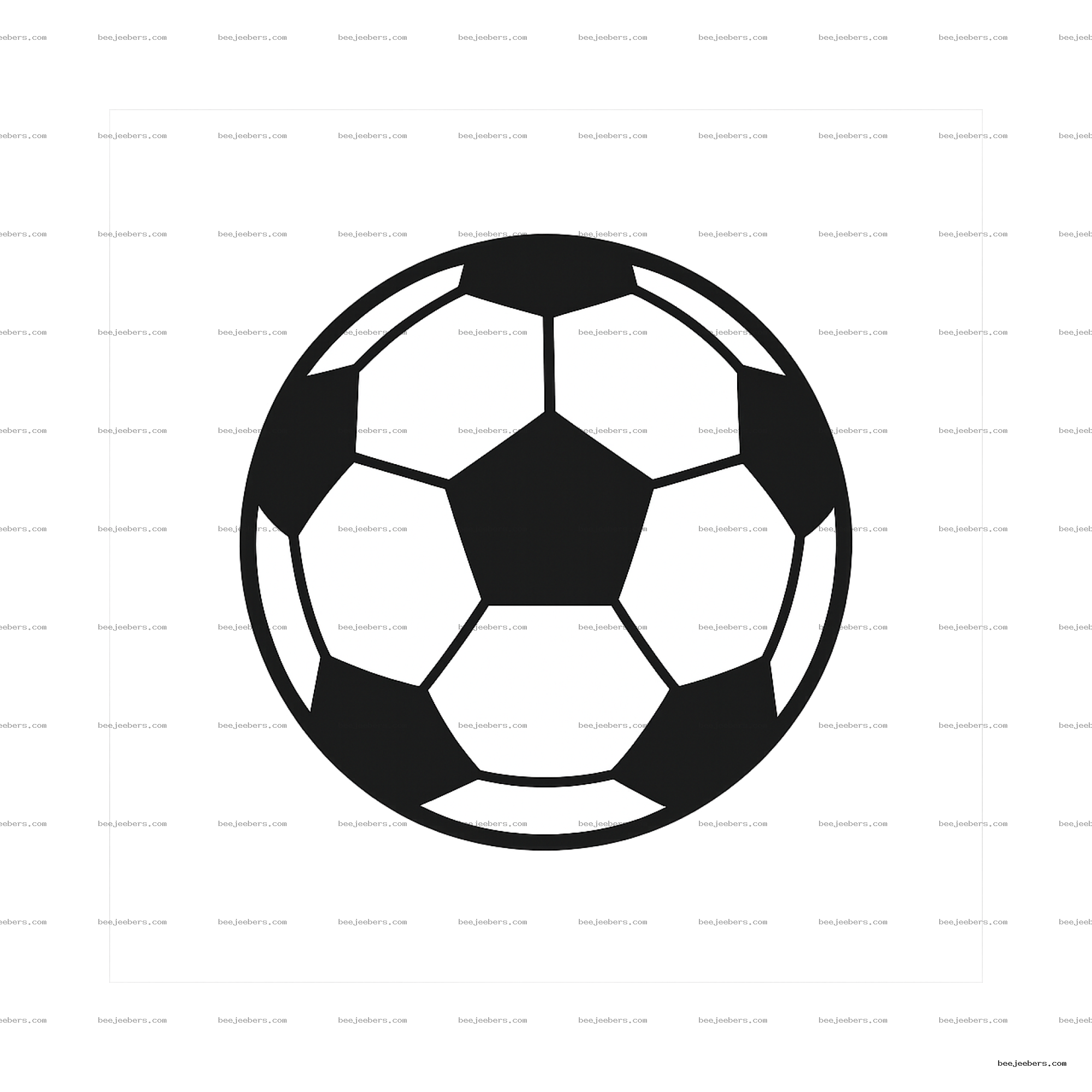 Clean vector illustration of a classic black and white soccer ball with transparent background