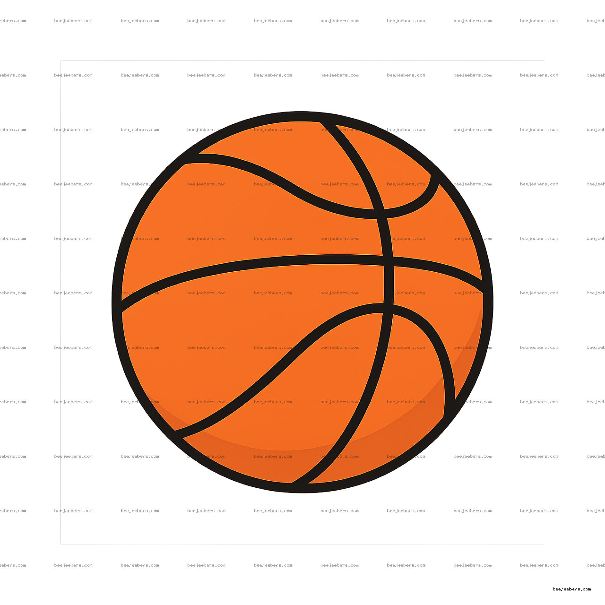 Clean vector basketball PNG with transparent background and black stripes