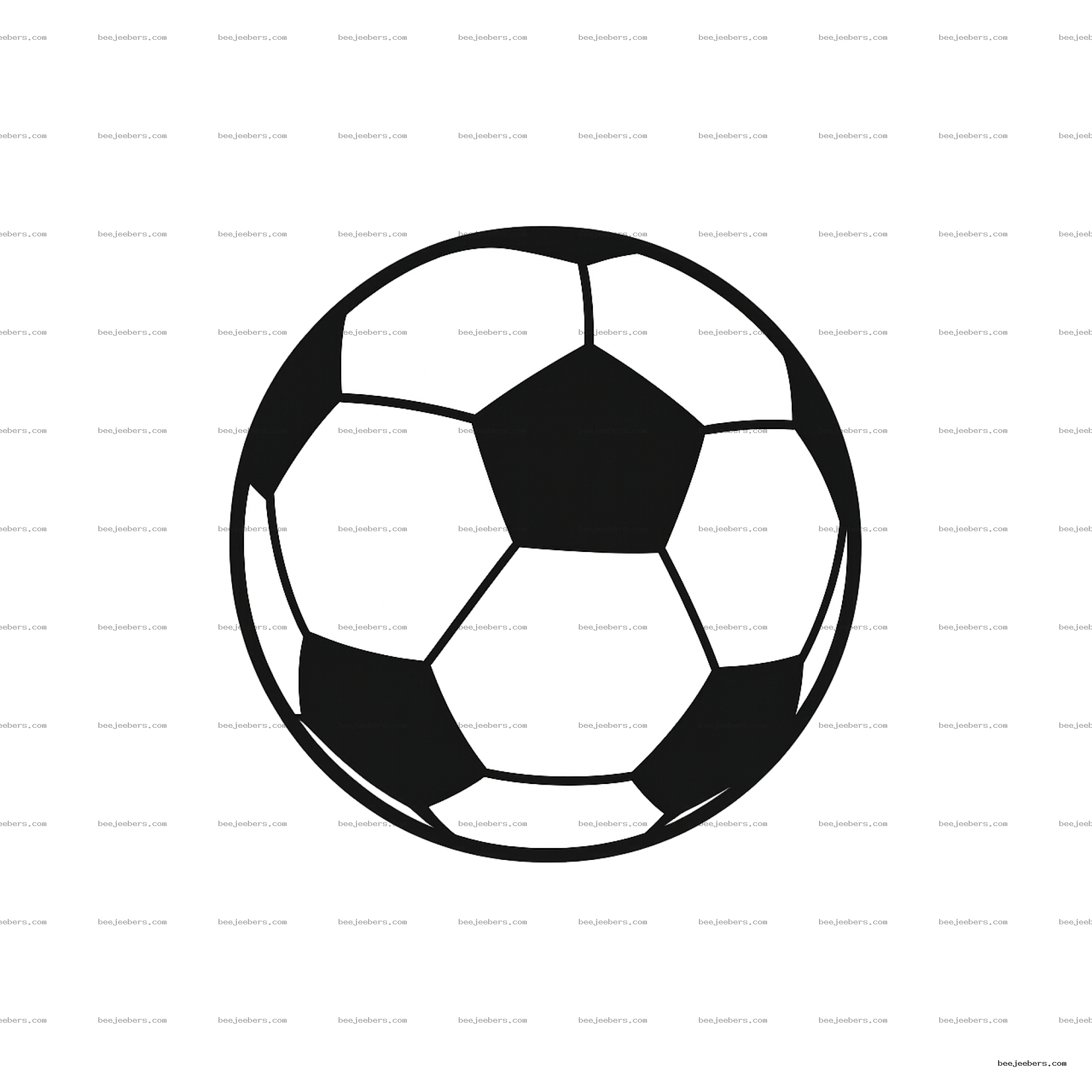 Minimalist black and white clean vector soccer ball with transparent background
