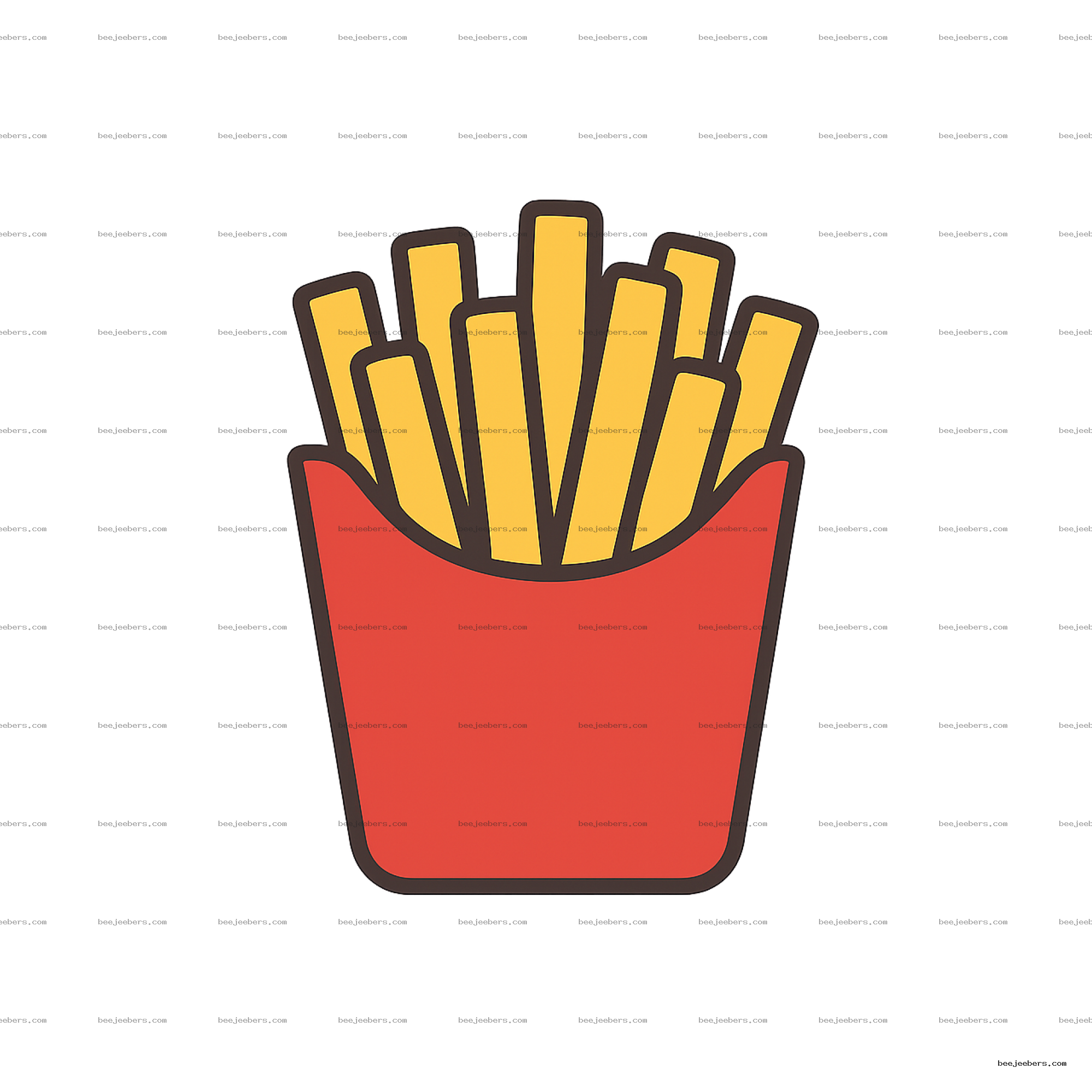 Vector illustration of French fries in a red container with transparent background
