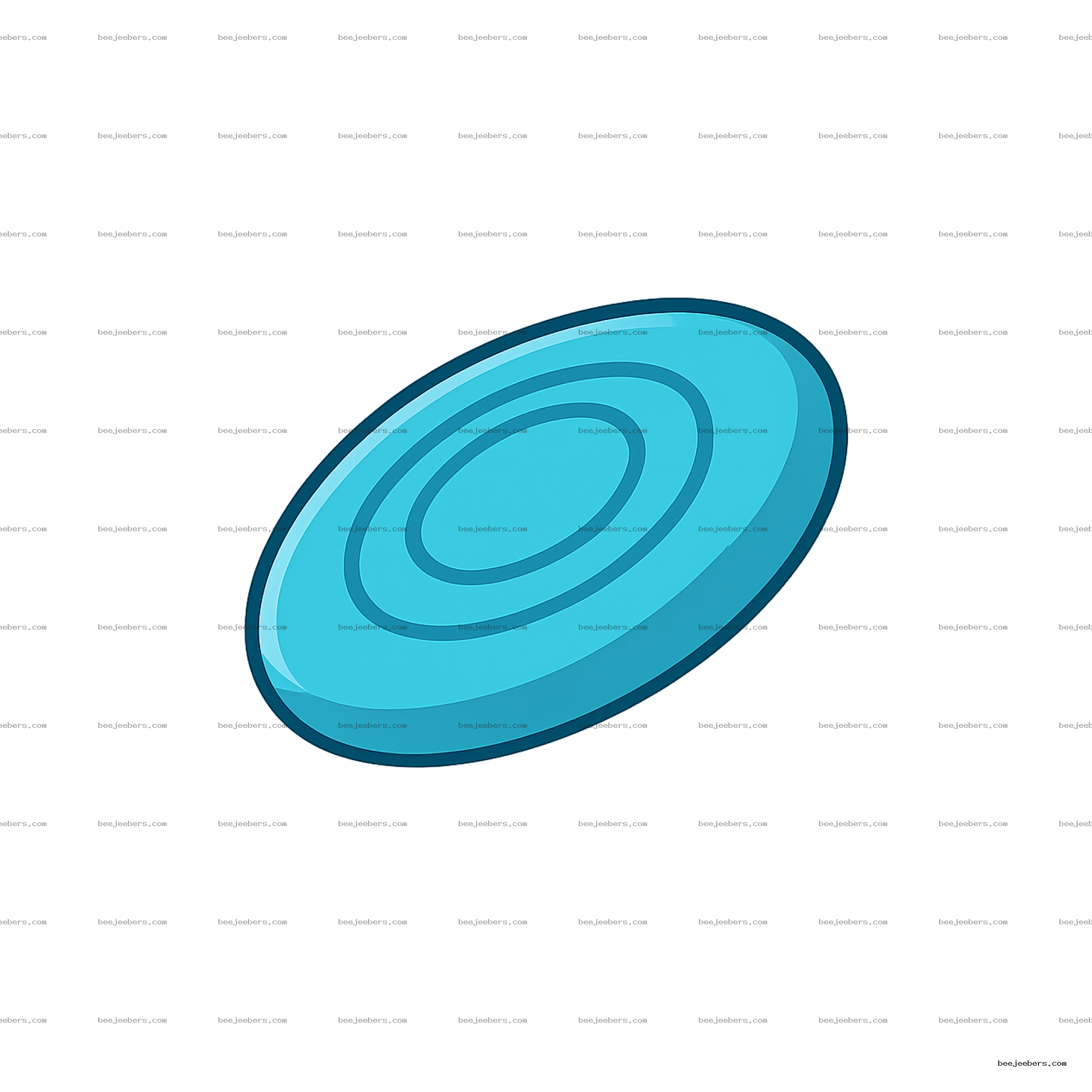 Clean vector blue frisbee disc with concentric circles on transparent background
