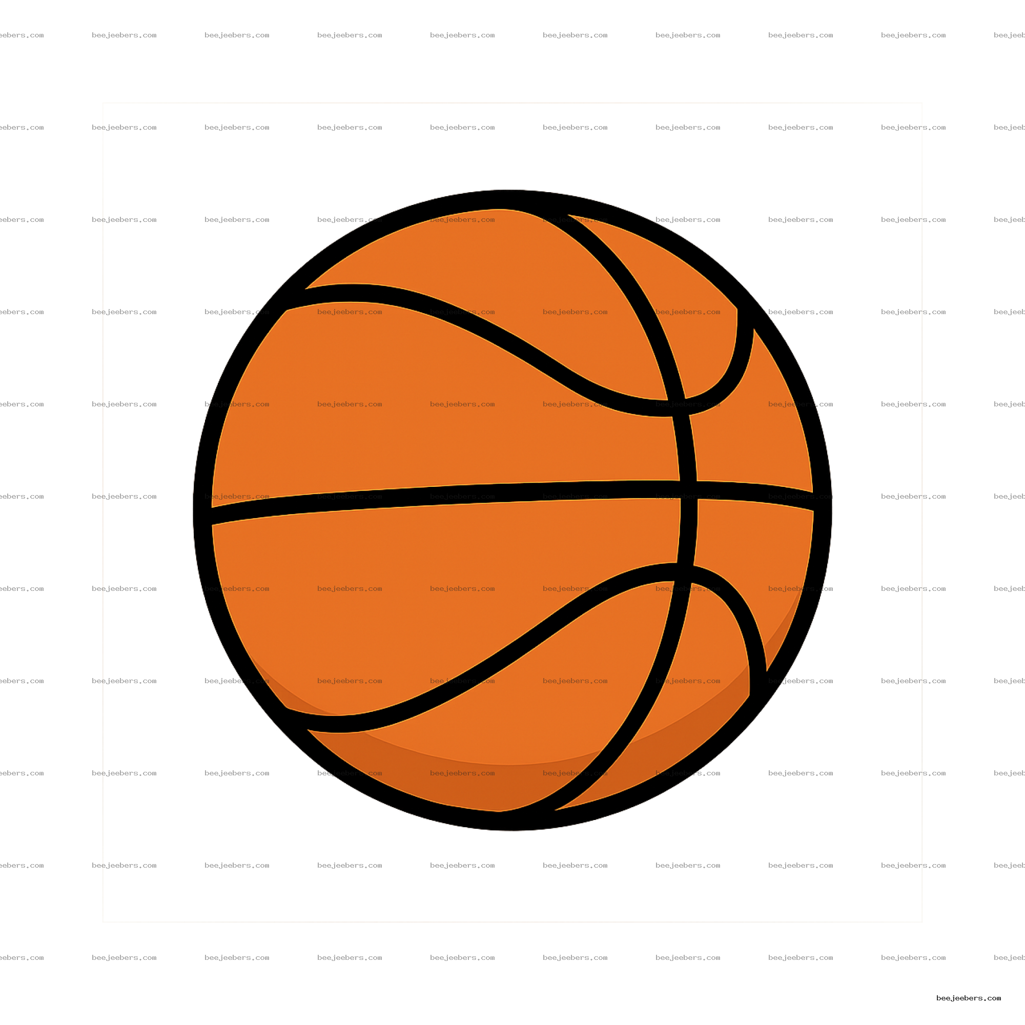 Clean orange basketball icon with black outlines on transparent background