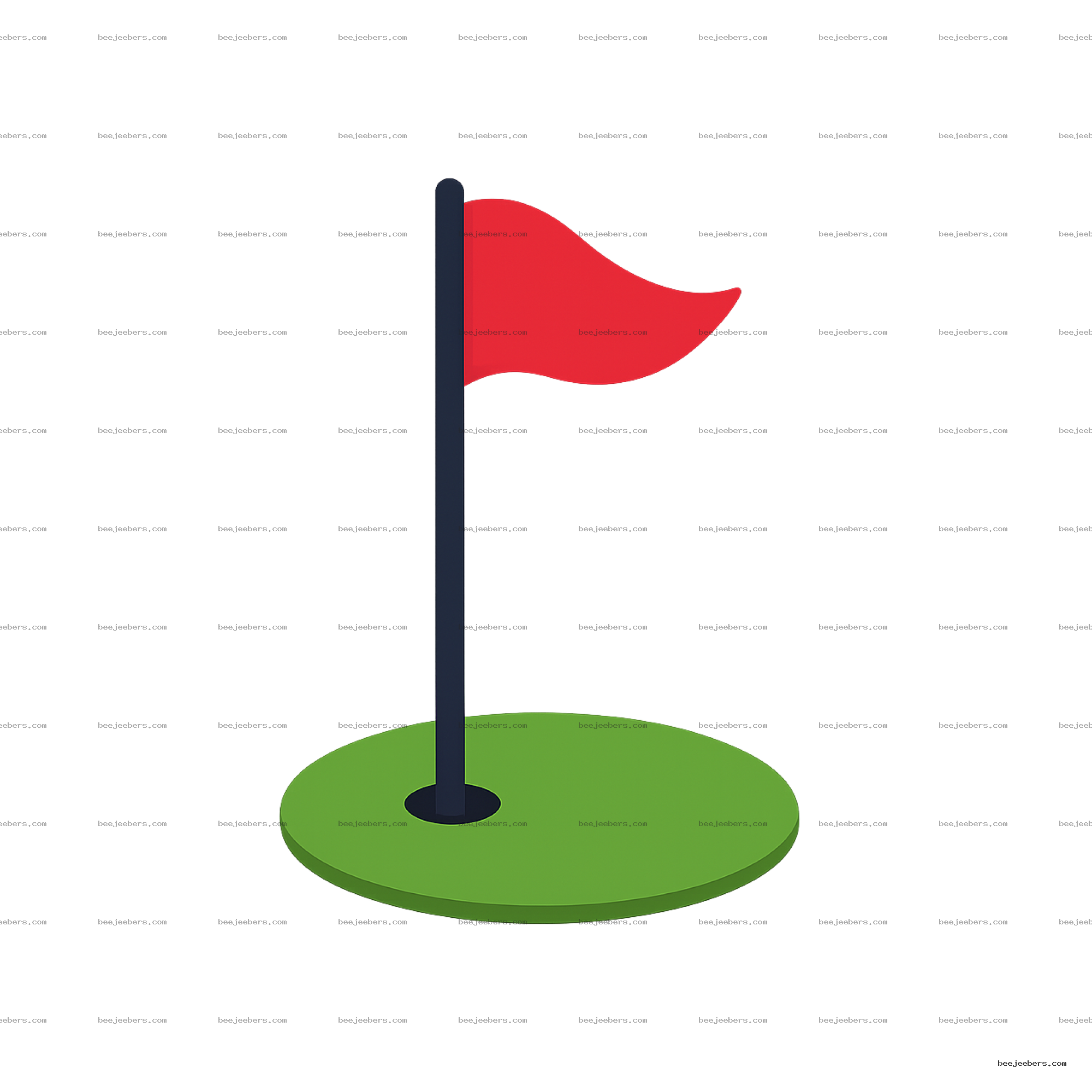 Clean vector golf flag with red flag and green putting hole on transparent background