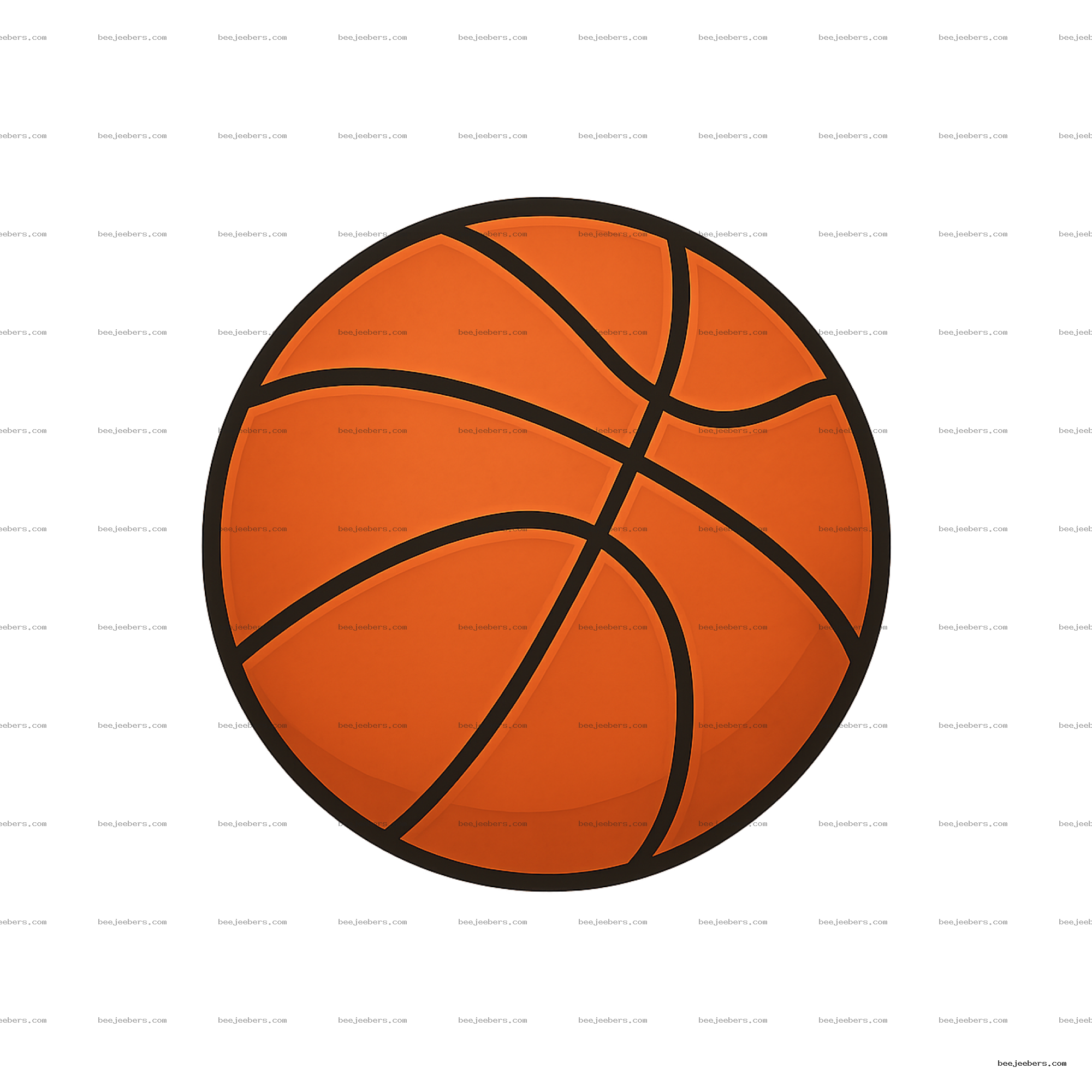 Clean vector style orange basketball clipart with black lines on transparent background