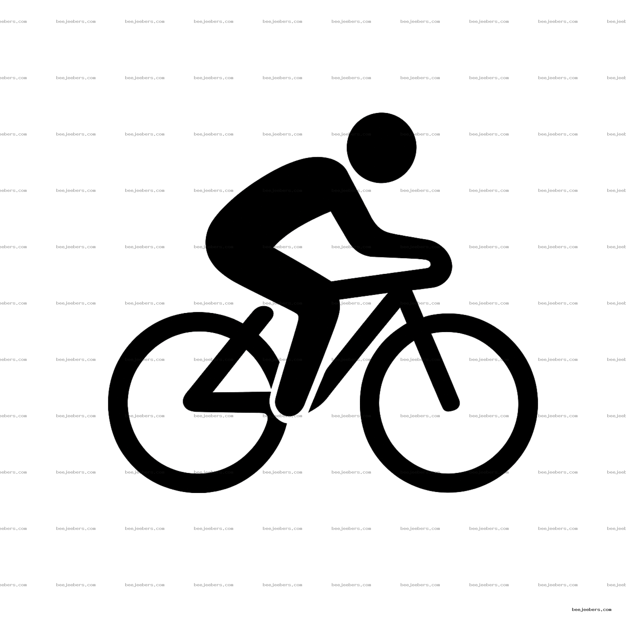 Black silhouette of cyclist riding a bicycle in racing posture with transparent background