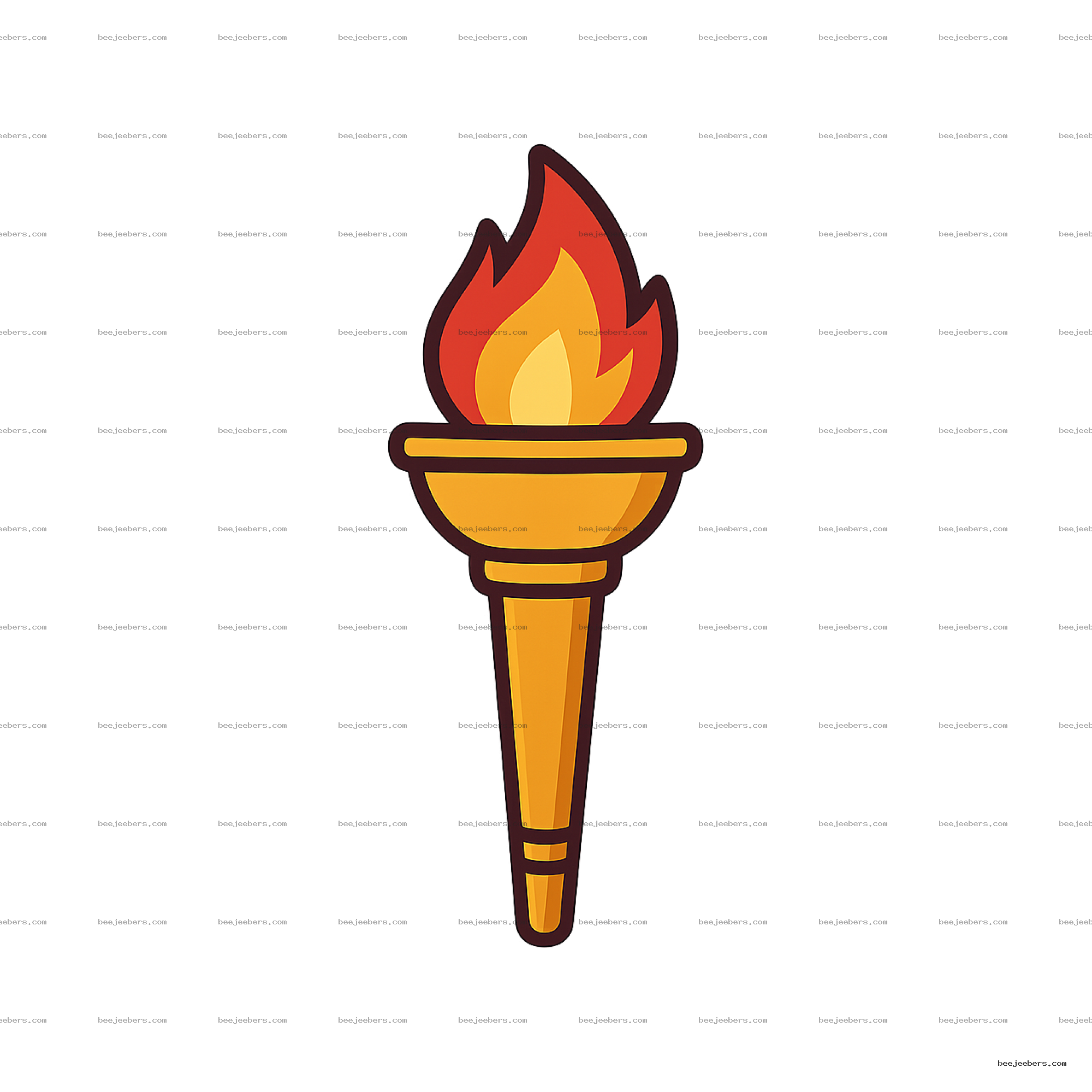 Clean vector illustration of Olympic torch with red and yellow flame transparent PNG