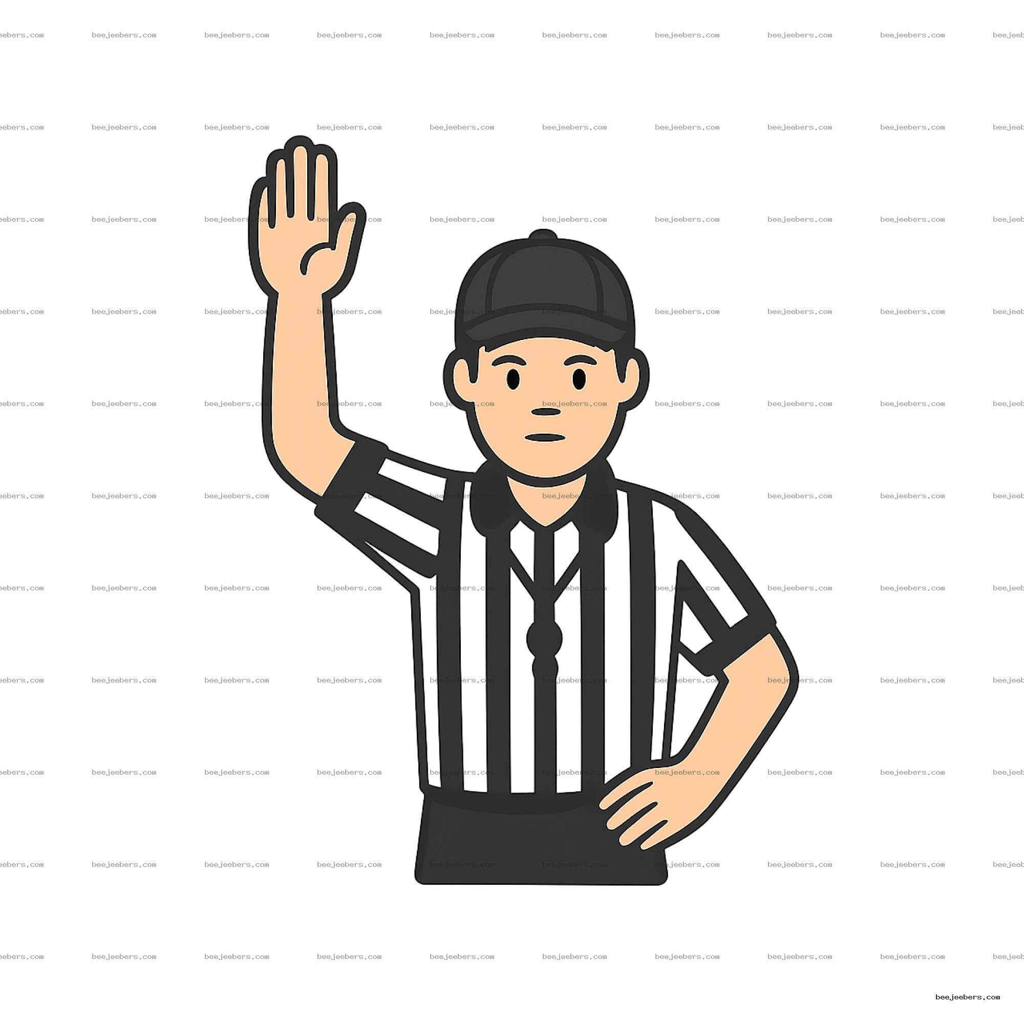 Vector illustration of a sports referee raising hand with palm facing outward