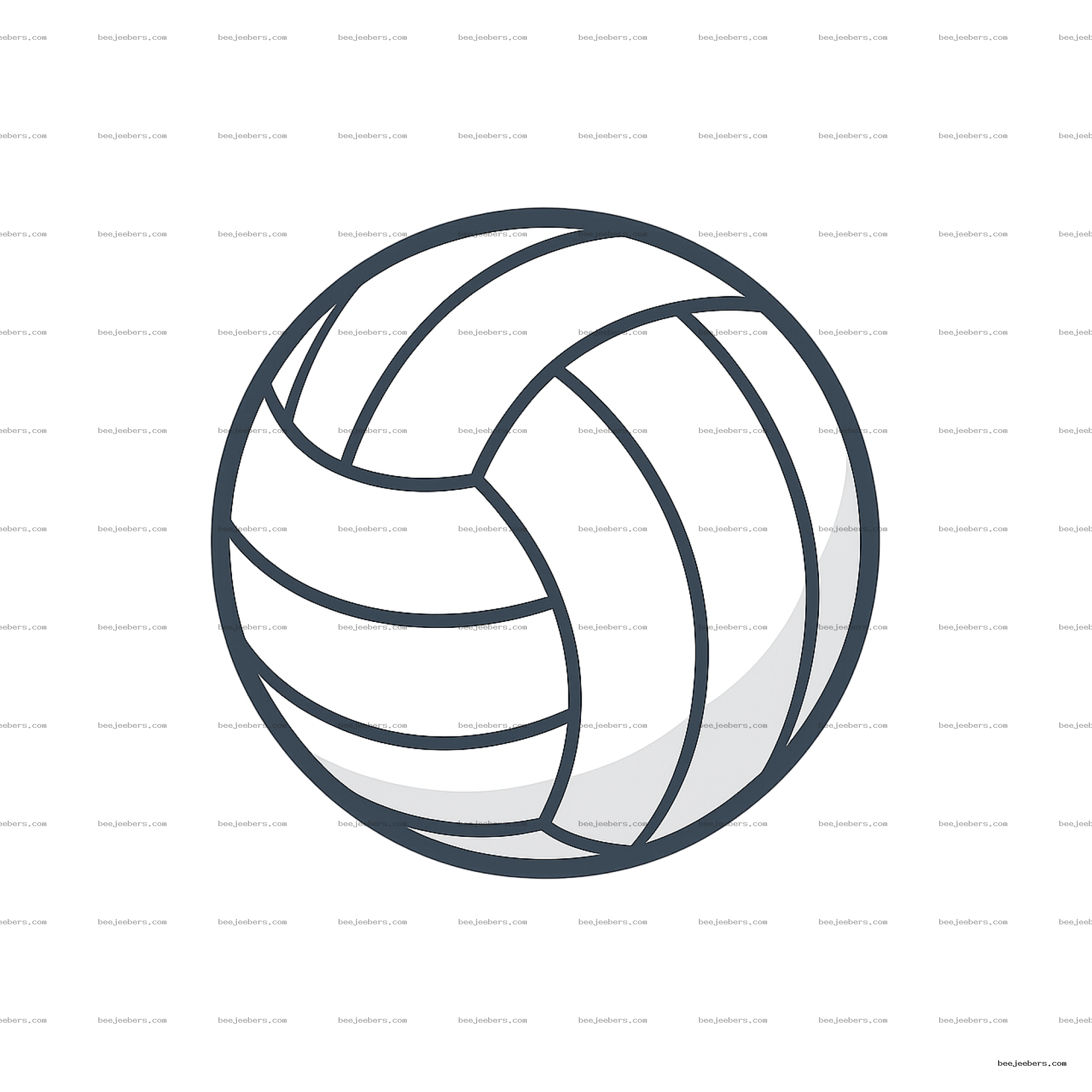 Clean vector illustration of a volleyball with black outlines on a transparent background