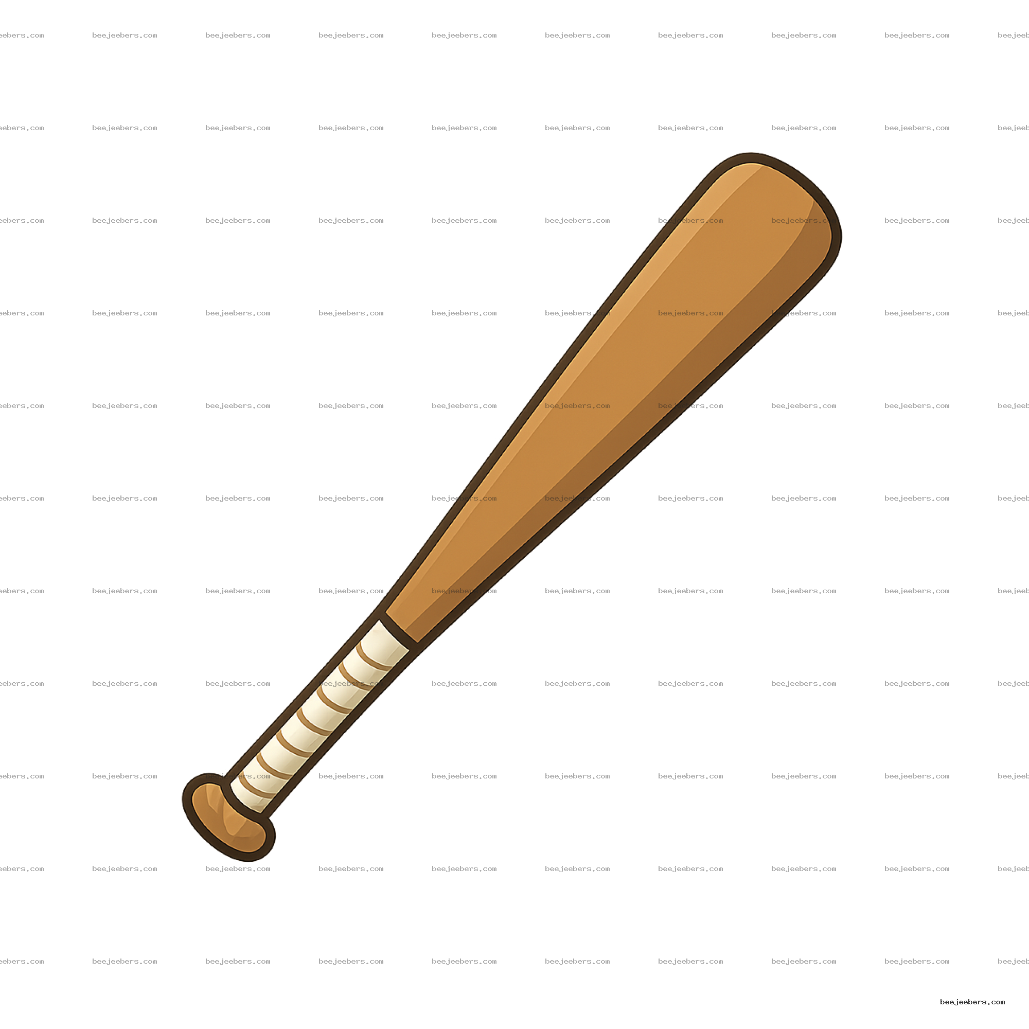Clean vector illustration of a wooden baseball bat with wrapped grip on transparent background