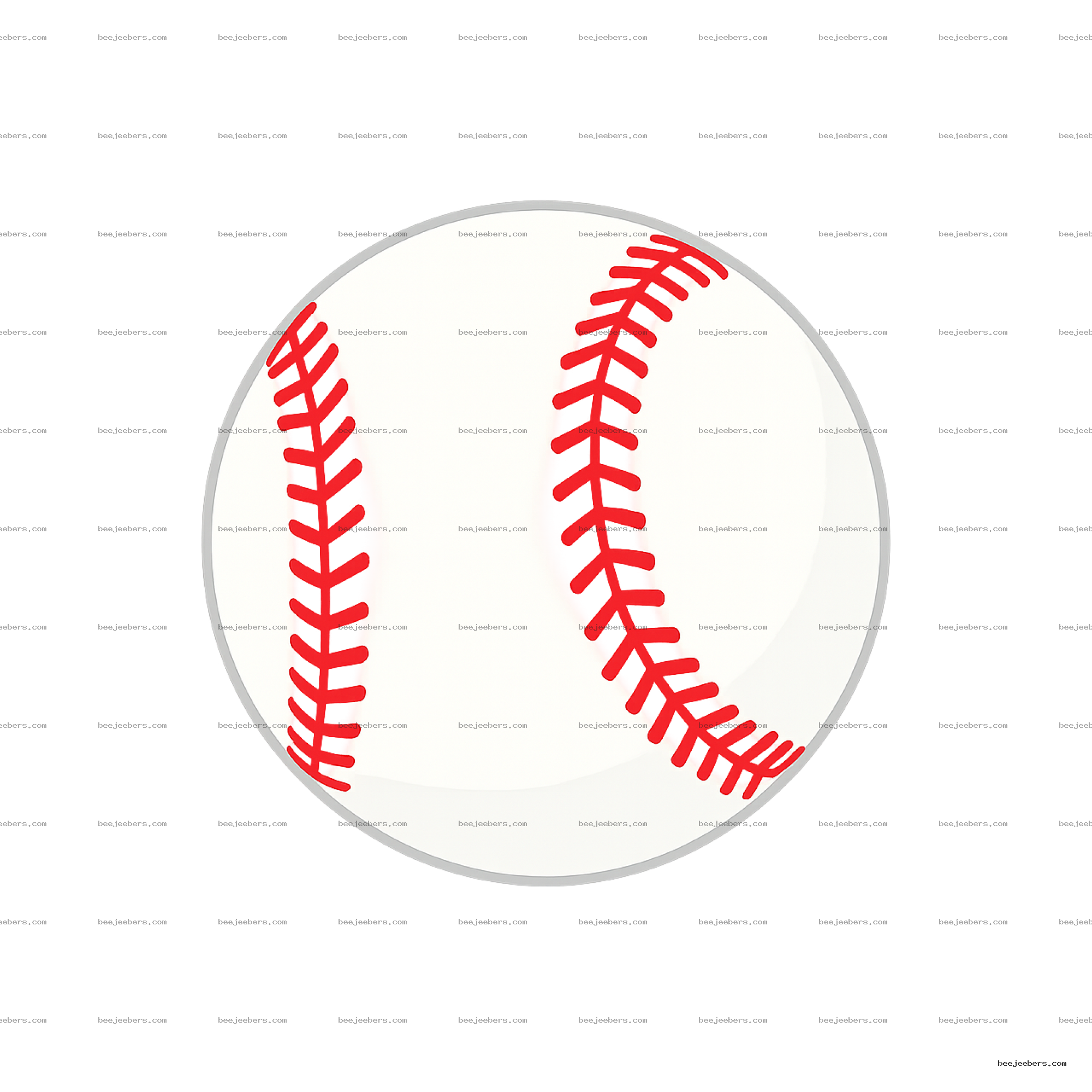 Clean vector baseball clipart with red stitches on transparent background