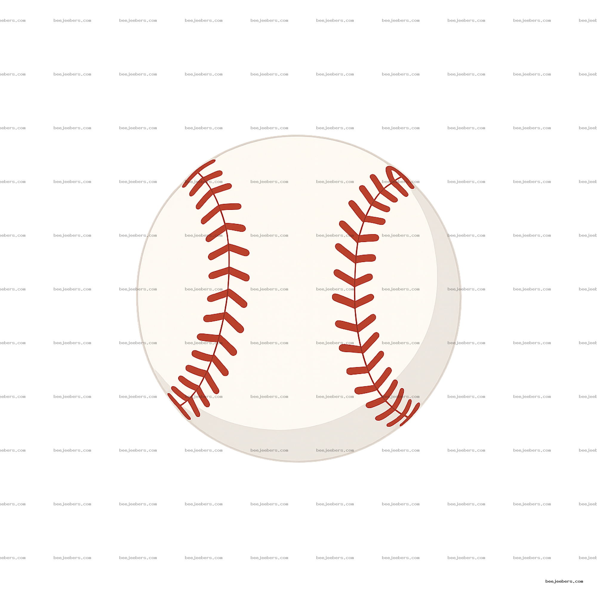 Clean vector baseball with red stitching on transparent background PNG