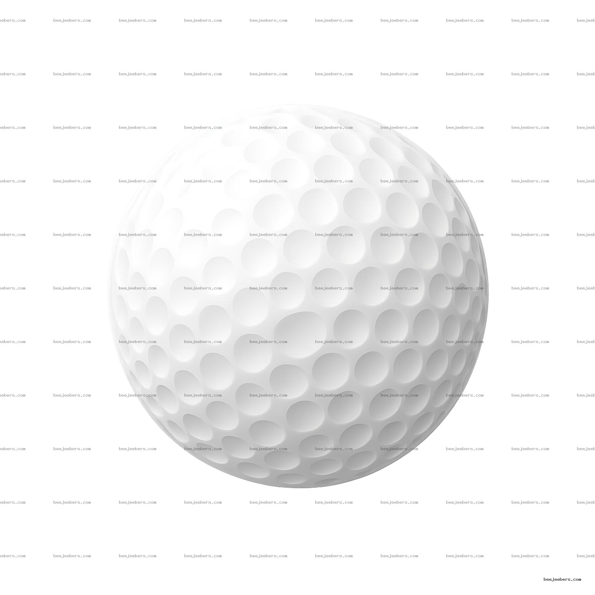 Close-up vector image of a white golf ball with dimples on transparent background