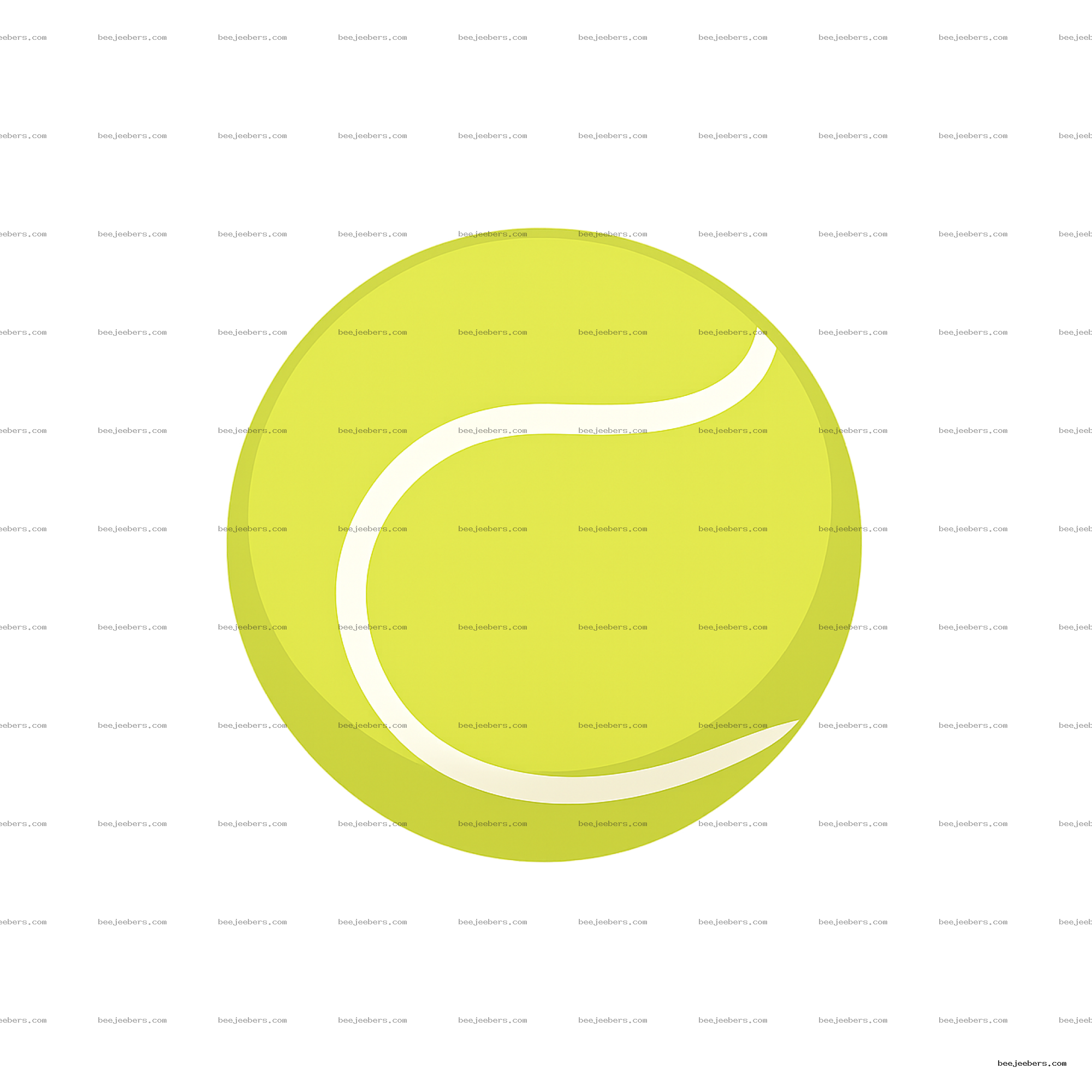 Clean vector illustration of a bright yellow-green tennis ball with transparent background