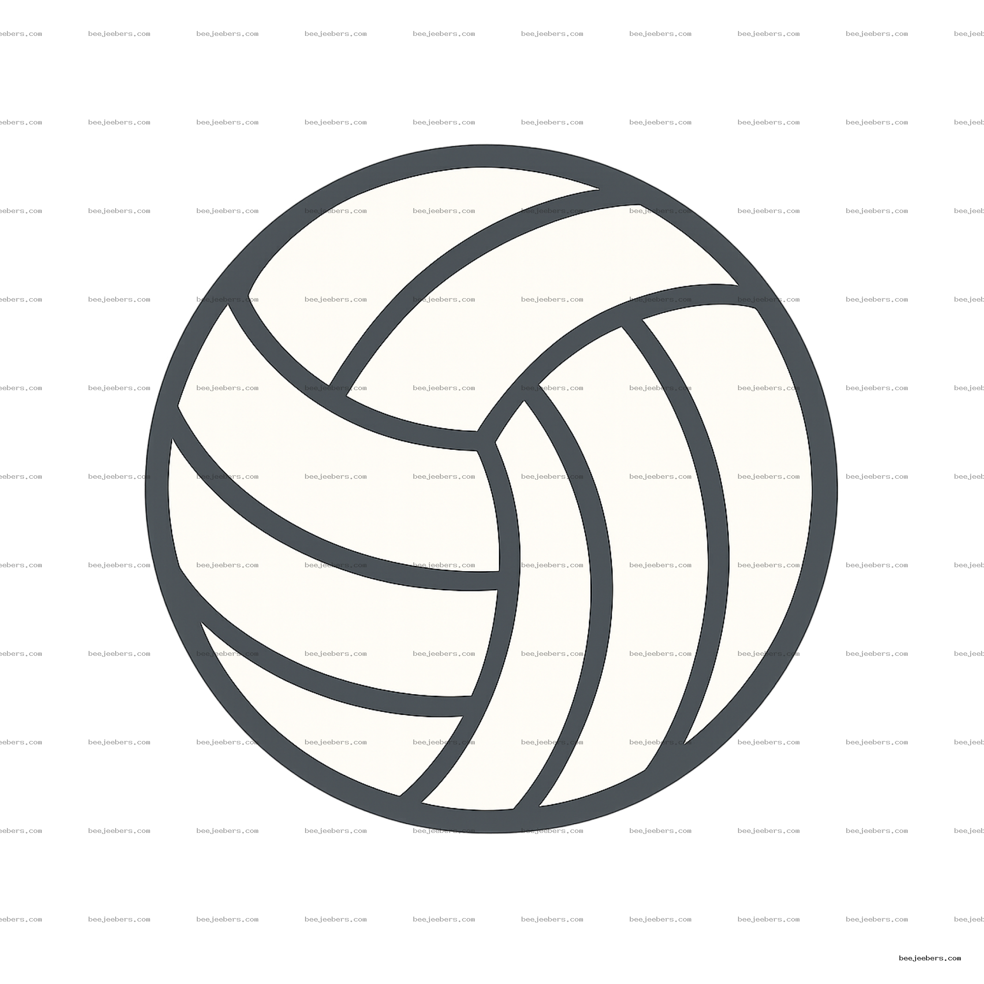 Clean vector volleyball icon with bold dark gray outlines on transparent background