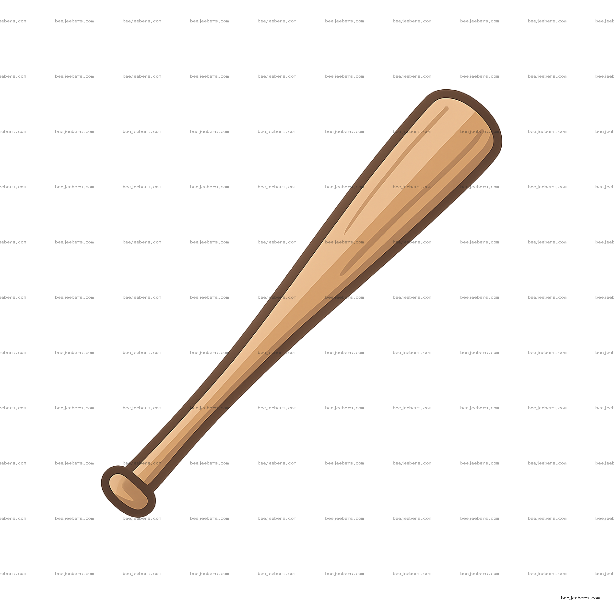 Clean vector illustration of a wooden baseball bat with transparent background