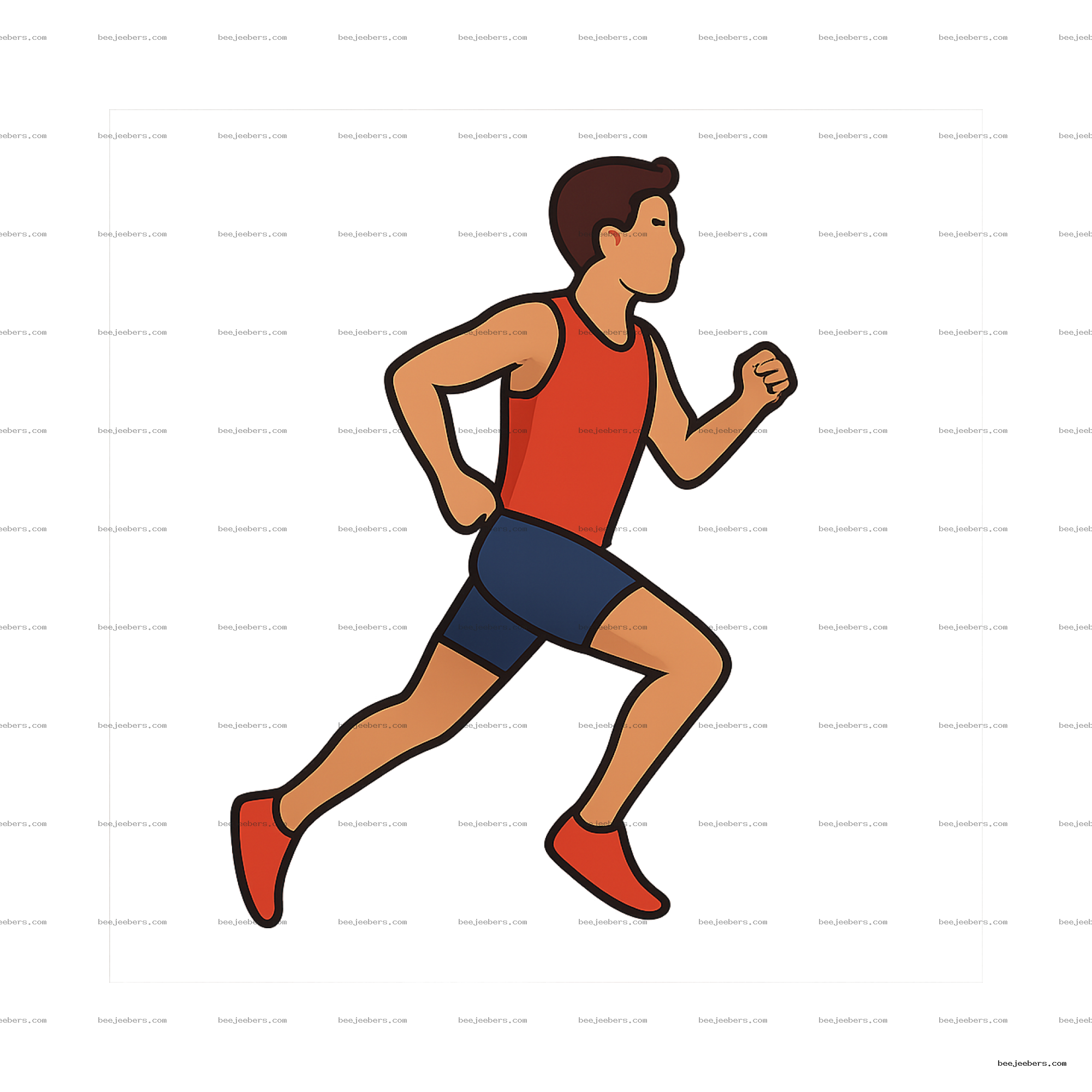 Vector illustration of a male cross country runner wearing red and blue gear running