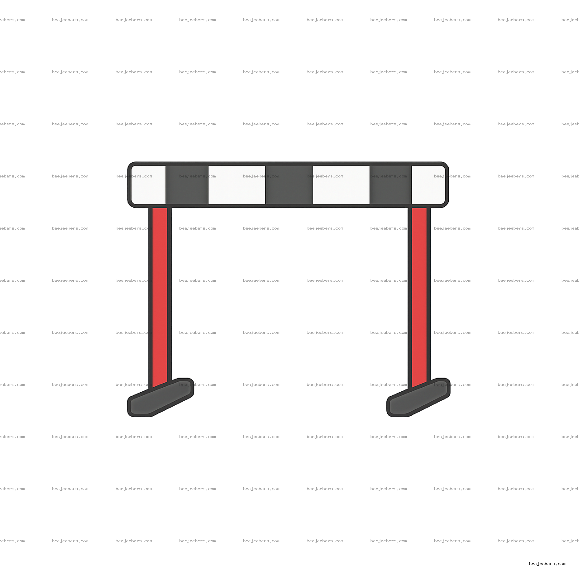 Clean vector illustration of a red and black track hurdles barrier with a checkered top on a transparent background