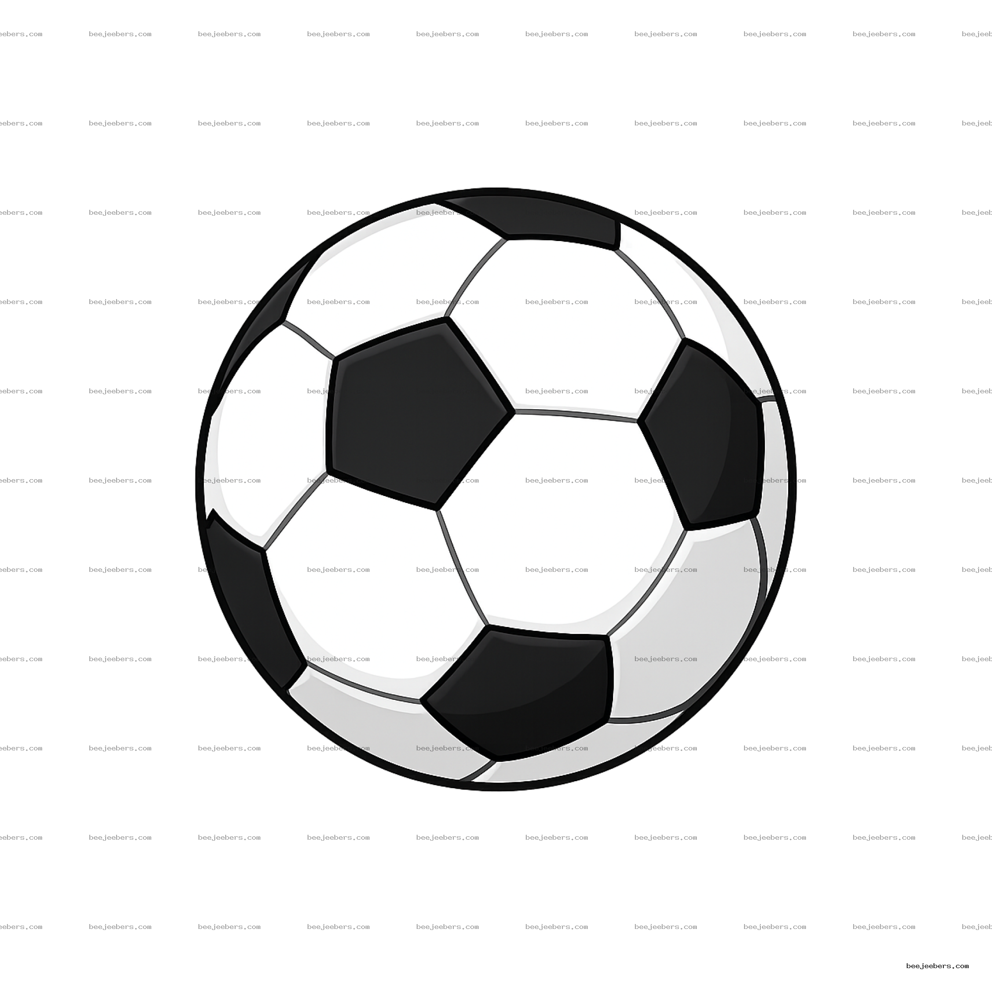 Clean vector illustration of a black and white soccer ball with a transparent background