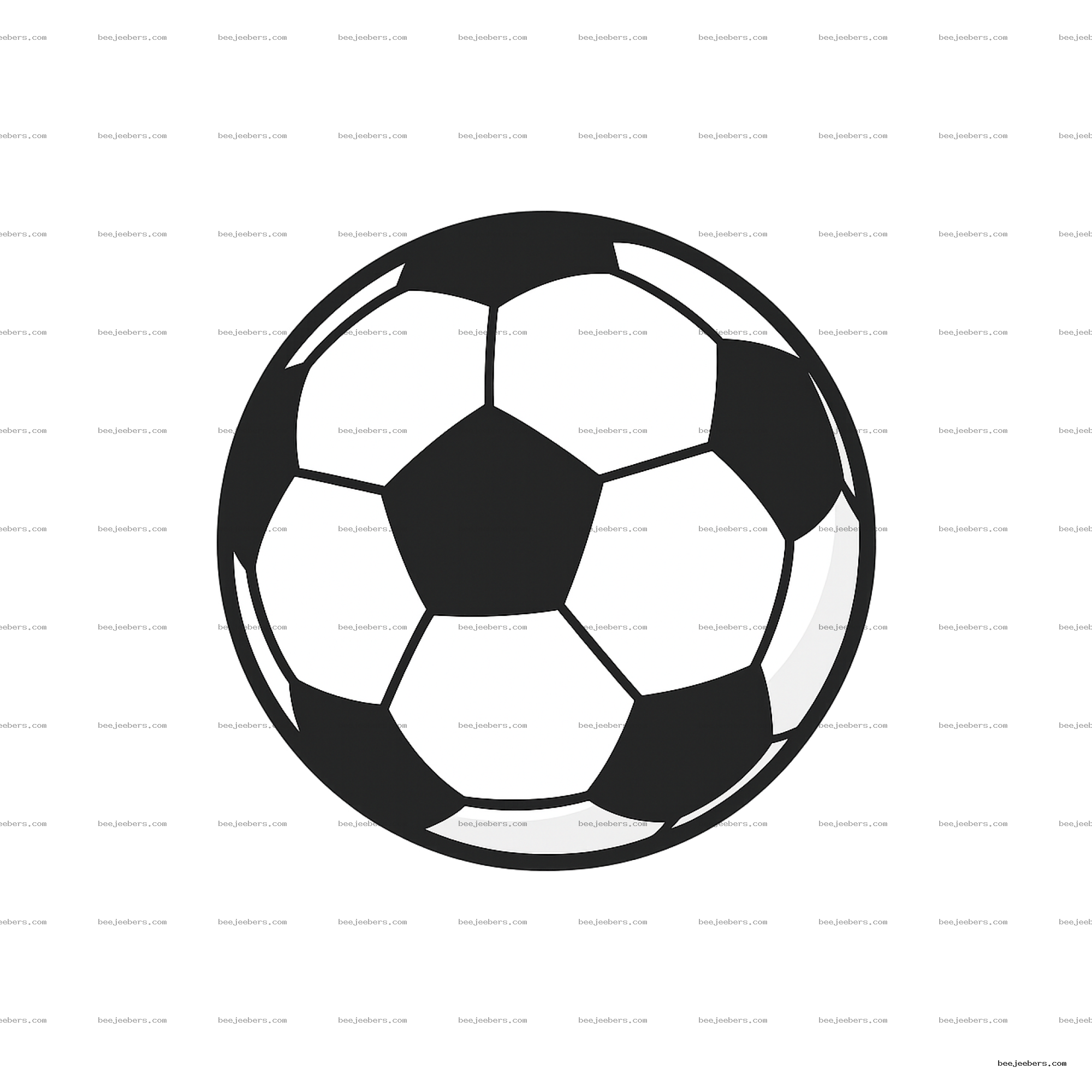 Clean vector illustration of a black and white soccer ball with transparent background