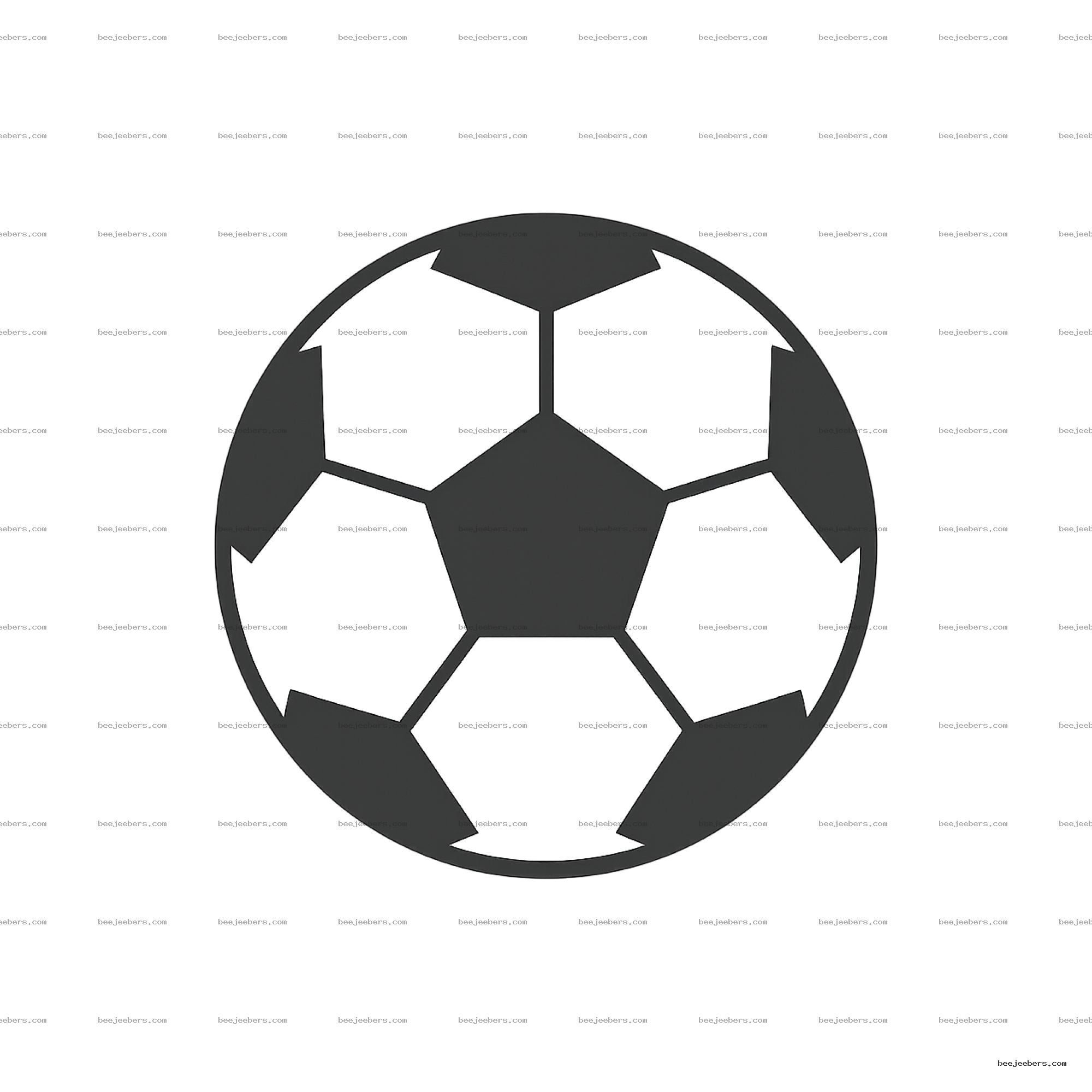 Clean vector soccer ball icon PNG with pentagonal and hexagonal panels on transparent background
