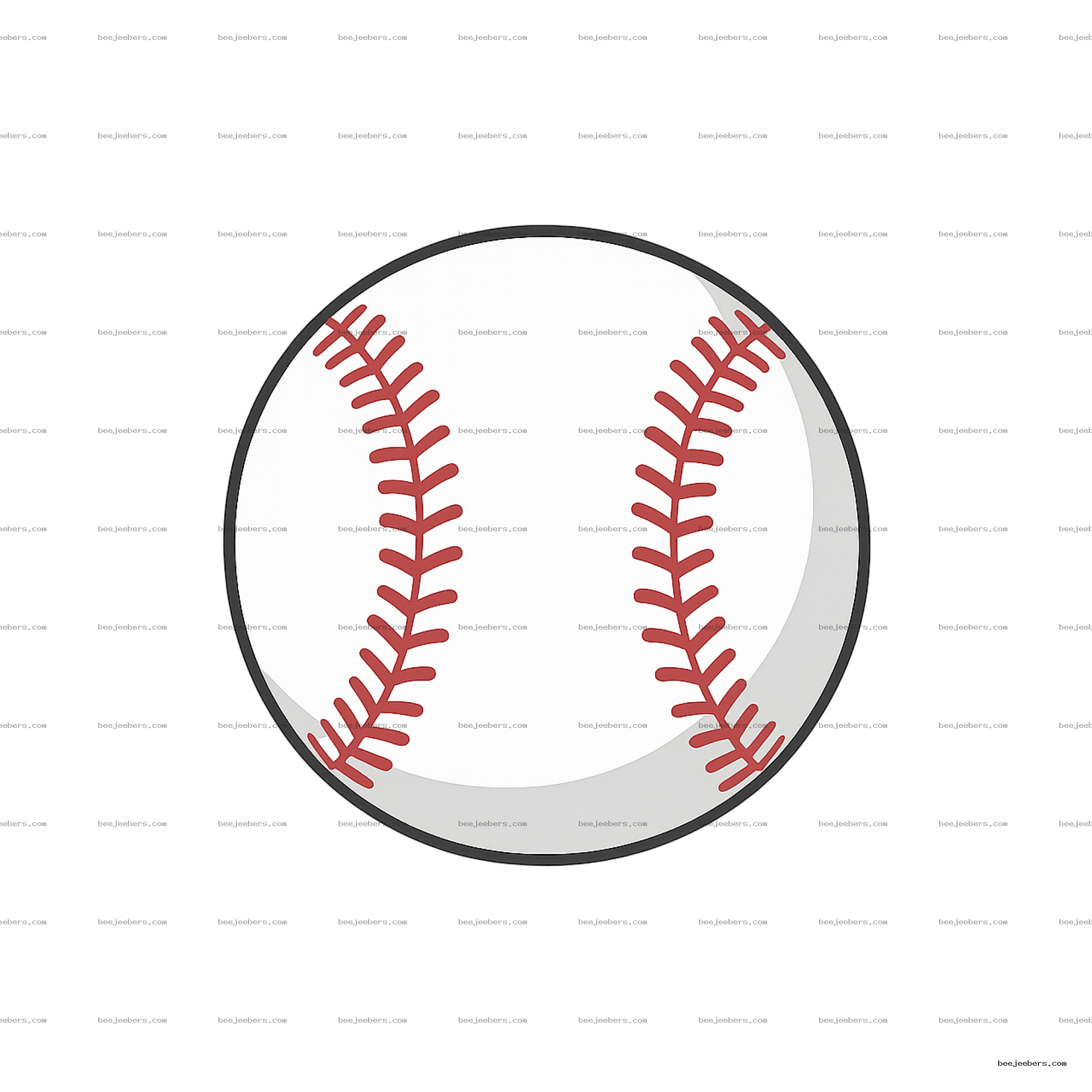 Clean vector baseball with red stitching on transparent background PNG