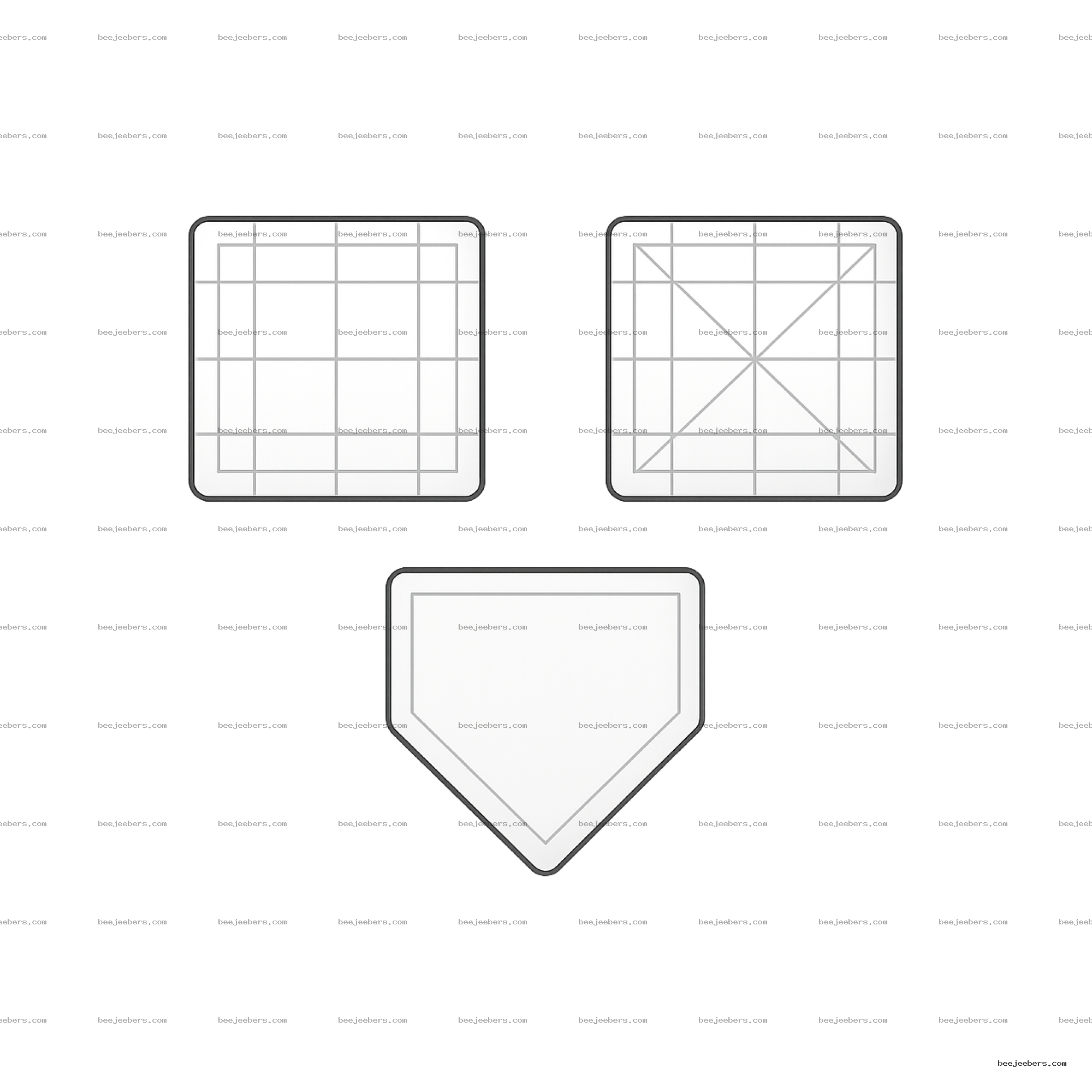 Transparent PNG vector set of baseball bases and home plate with clean outlines