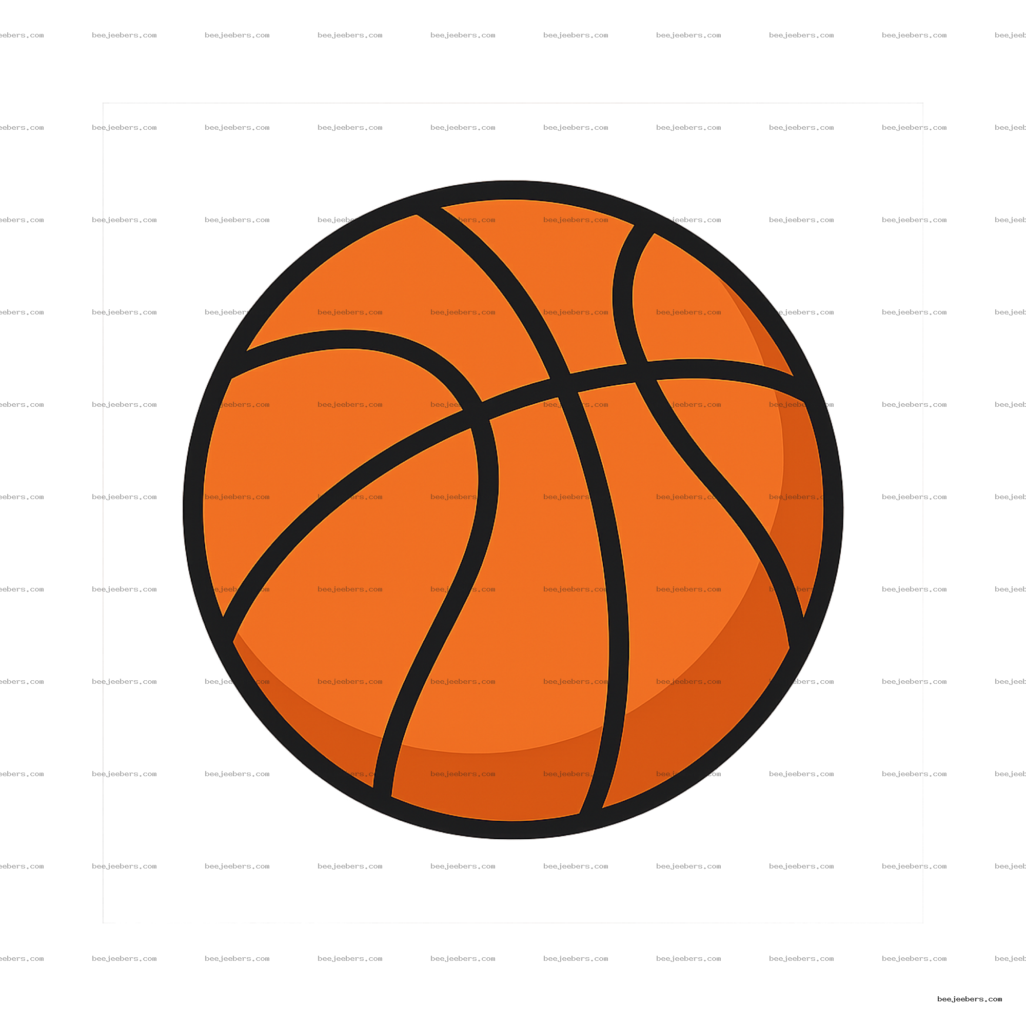 Clean vector illustration of an orange basketball with black lines on a transparent background