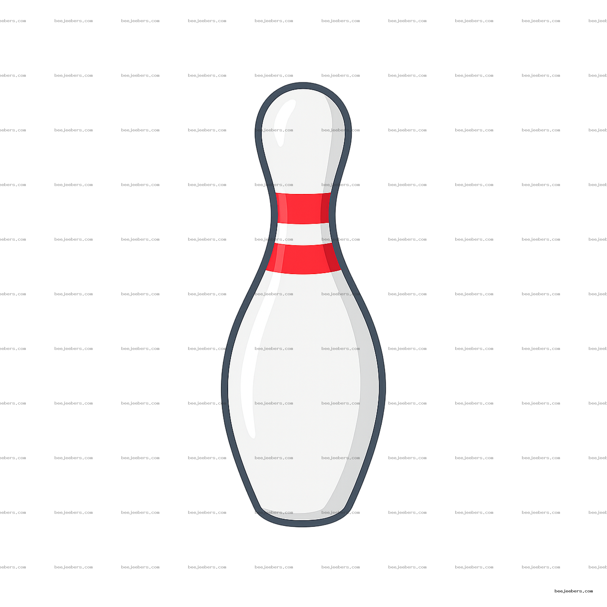Clean vector bowling pin with red stripes on transparent background