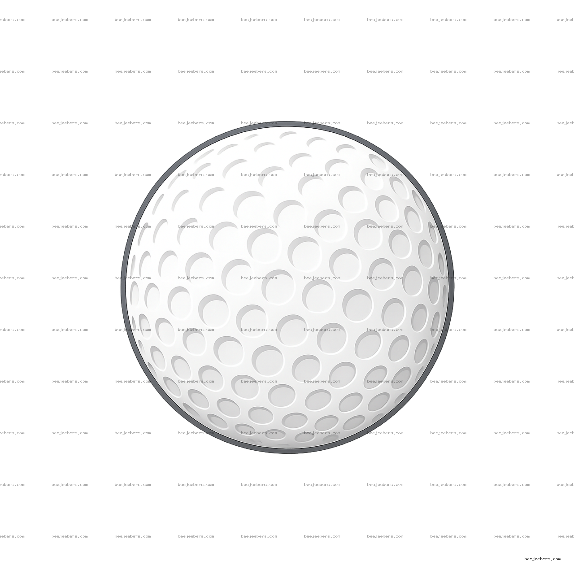 Close-up clean vector illustration of a golf ball with dimples on transparent background