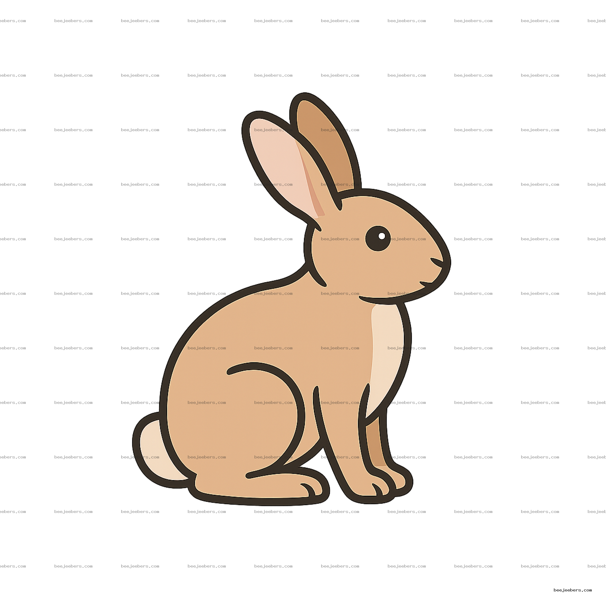 Clean vector illustration of a sitting brown rabbit with transparent background