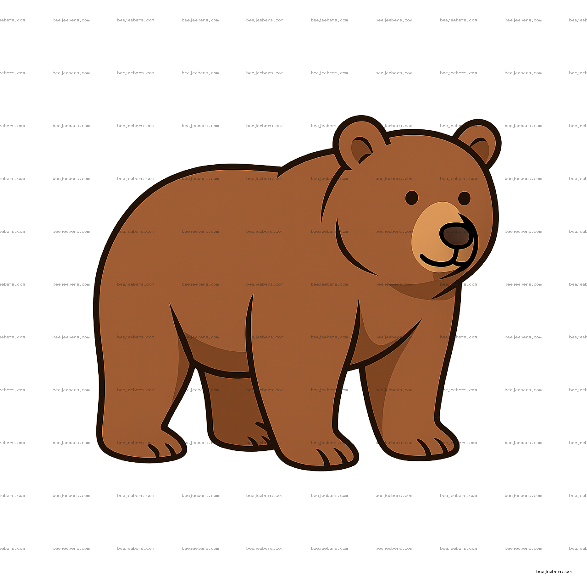 Clean vector illustration of a brown bear with transparent background