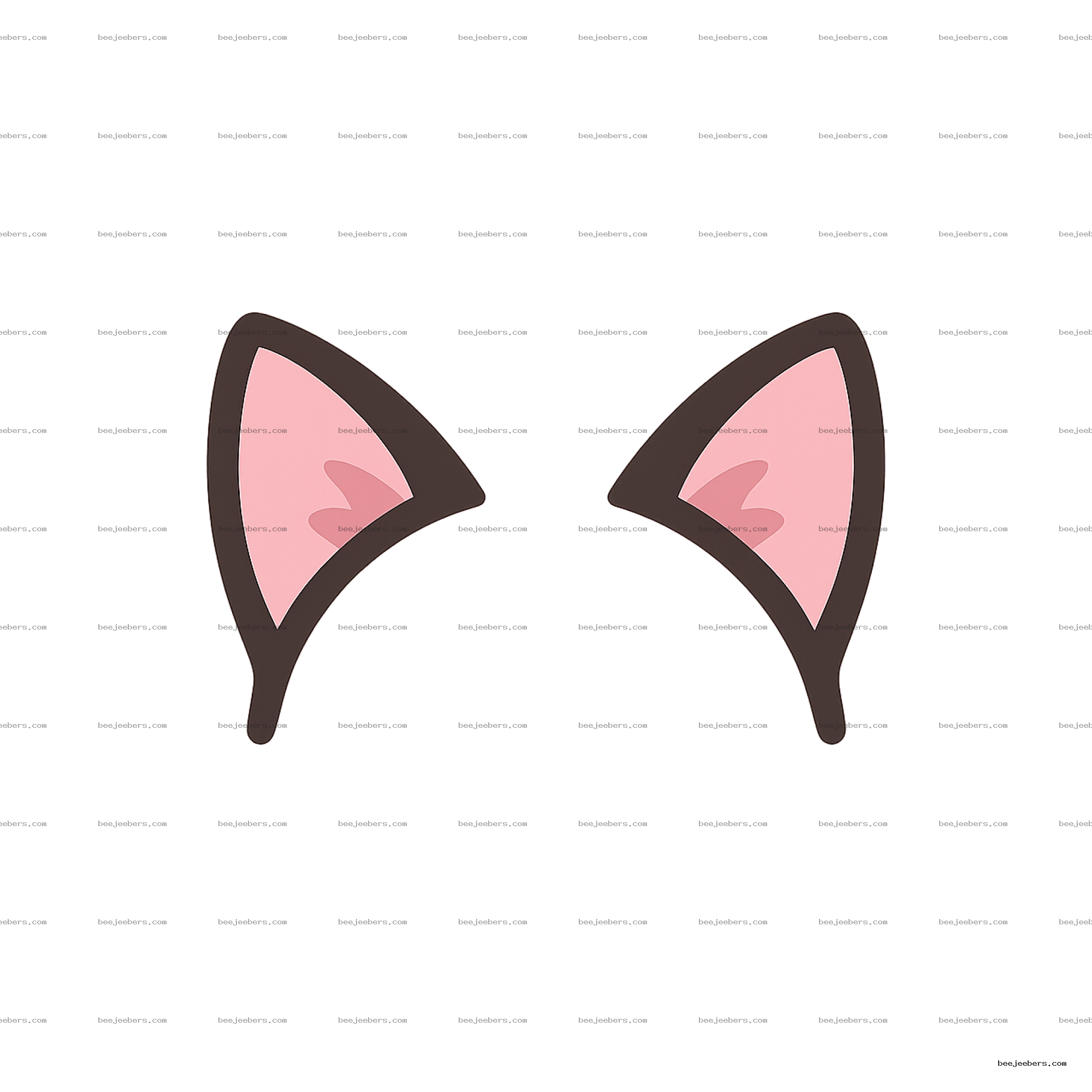 Vector clipart of two pink and brown cat ears on a transparent background
