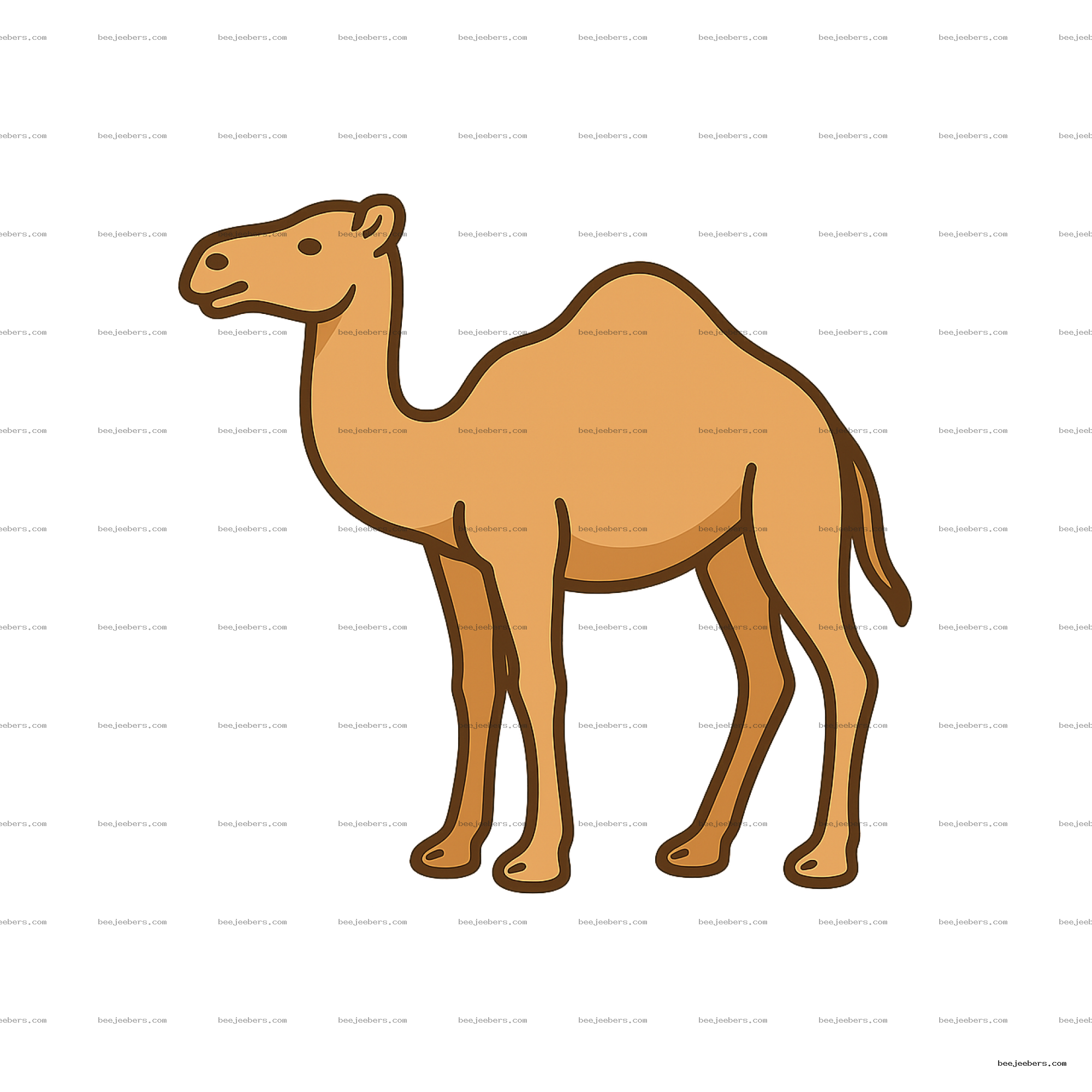 Simple clean vector camel illustration with transparent background